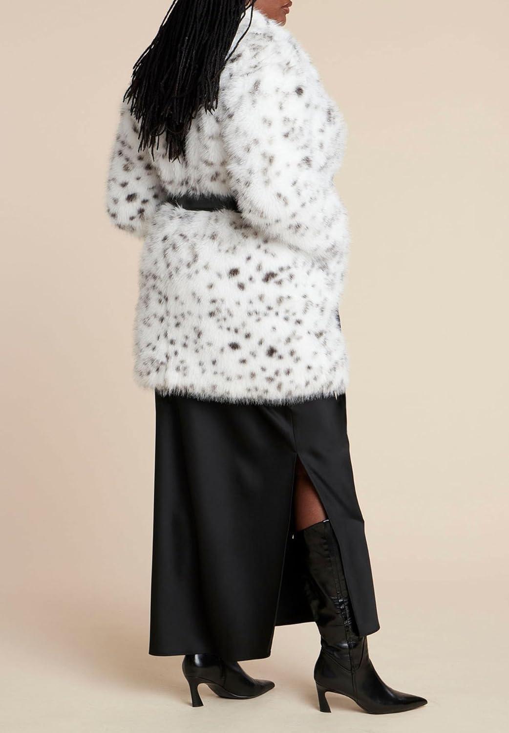 imageELOQUII Womens Plus Size Belted CoatSnow Leopard