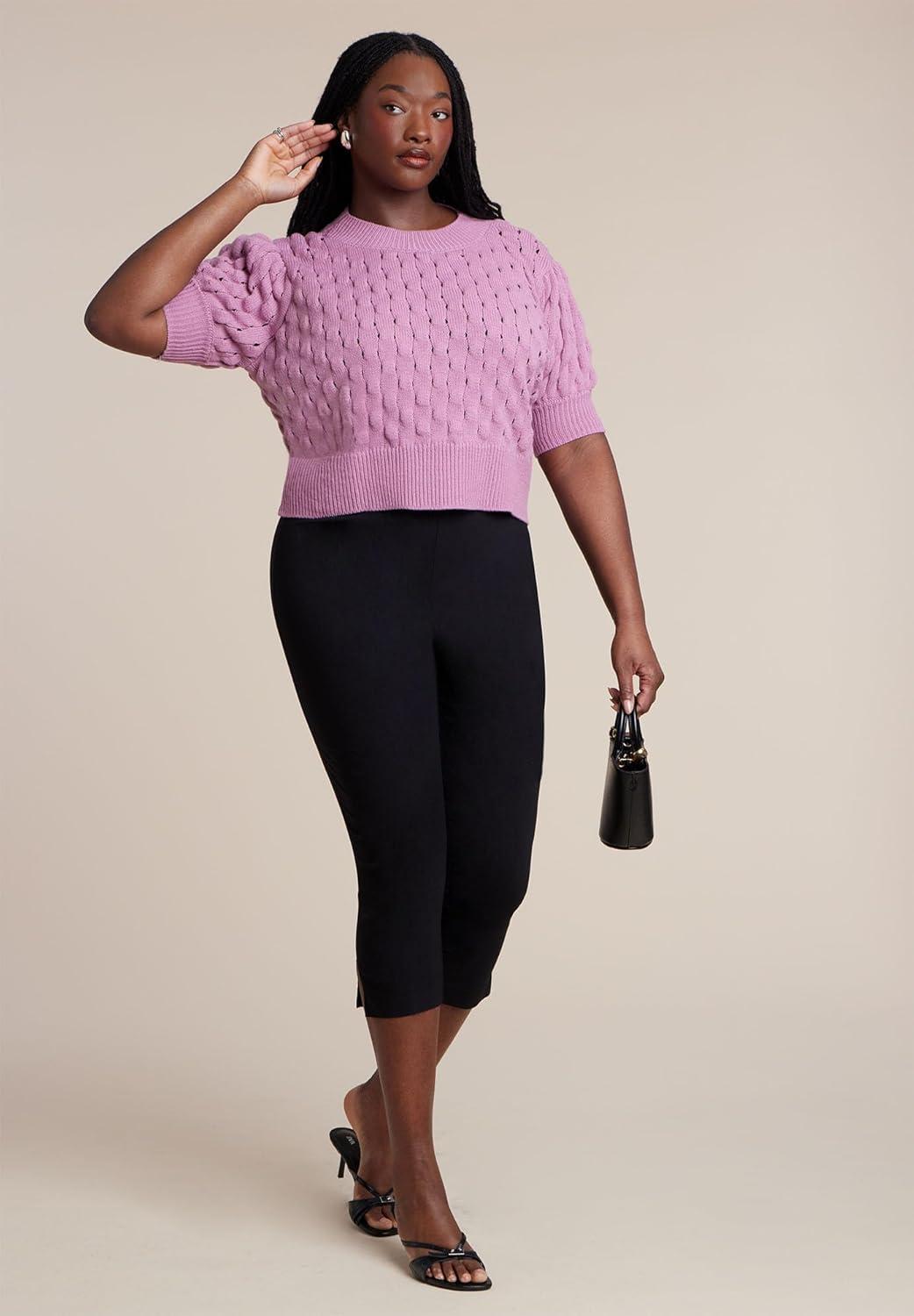 imageELOQUII Womens Plus Size Bubble Stitch SweaterMauve Orchid