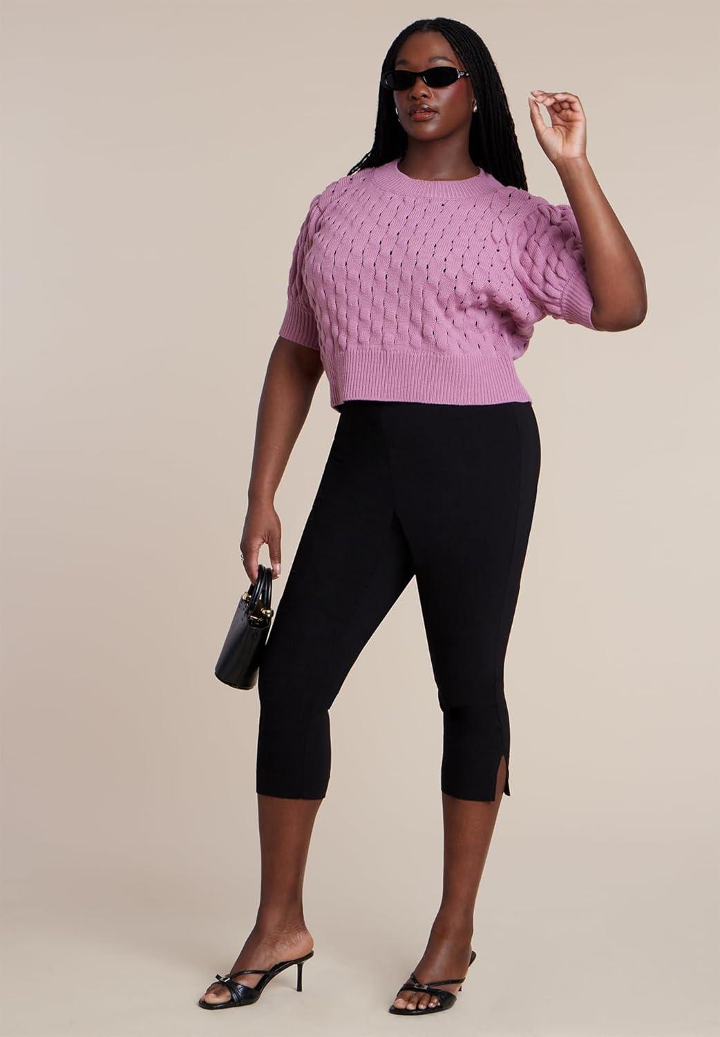 imageELOQUII Womens Plus Size Bubble Stitch SweaterMauve Orchid