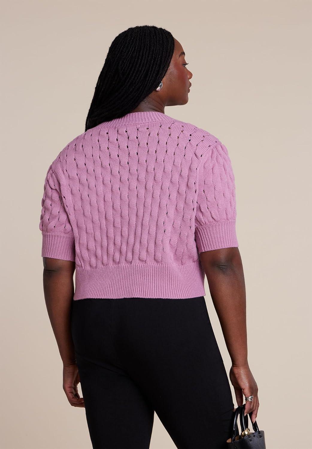 imageELOQUII Womens Plus Size Bubble Stitch SweaterMauve Orchid