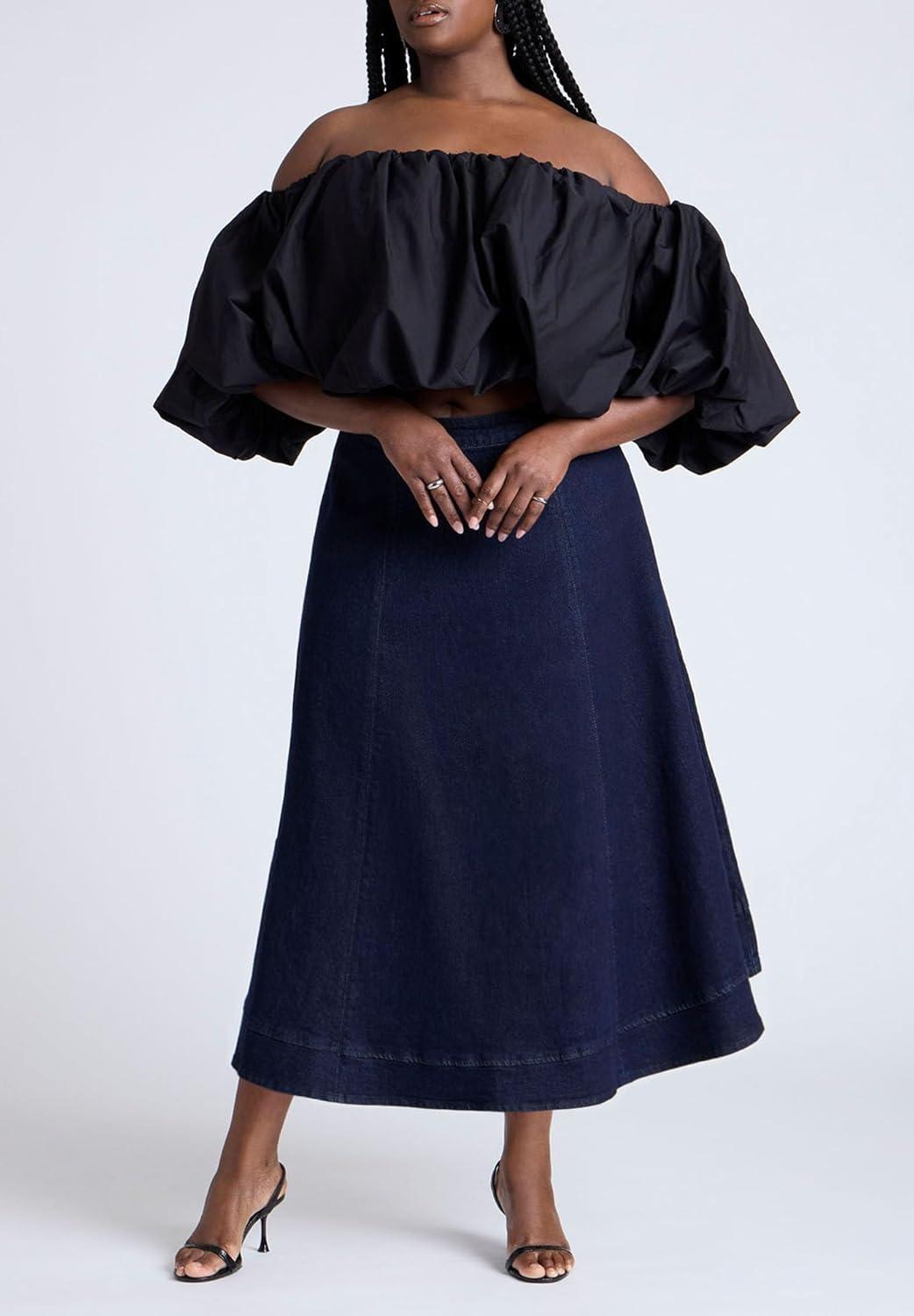 imageELOQUII Womens Plus Size Bubble TopBlack Onyx