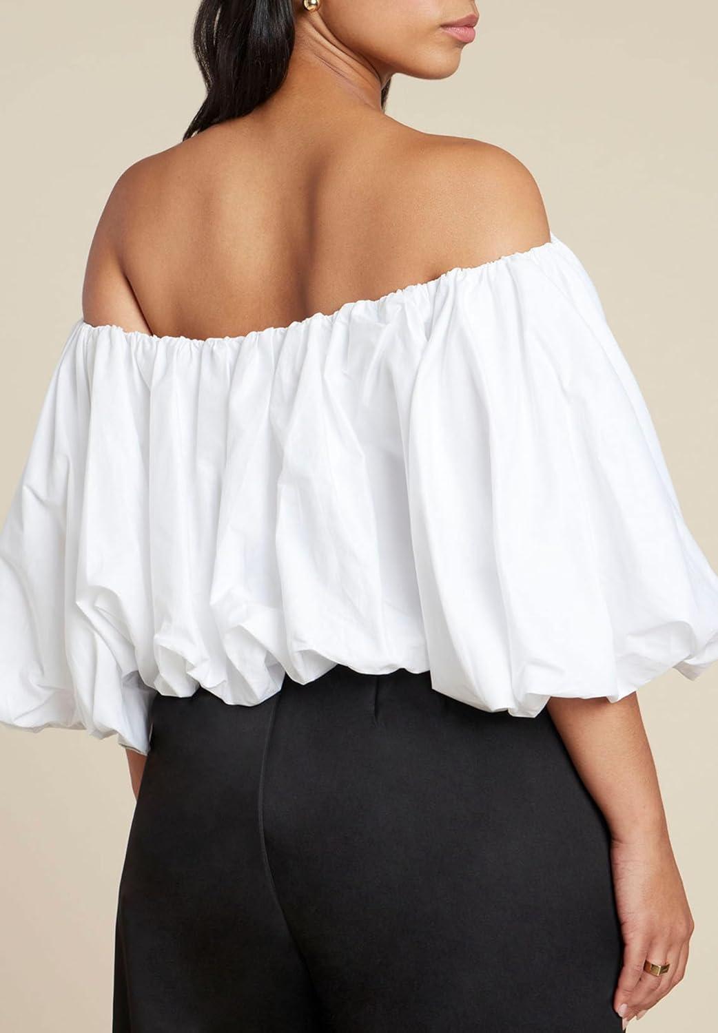 imageELOQUII Womens Plus Size Bubble TopPowder White