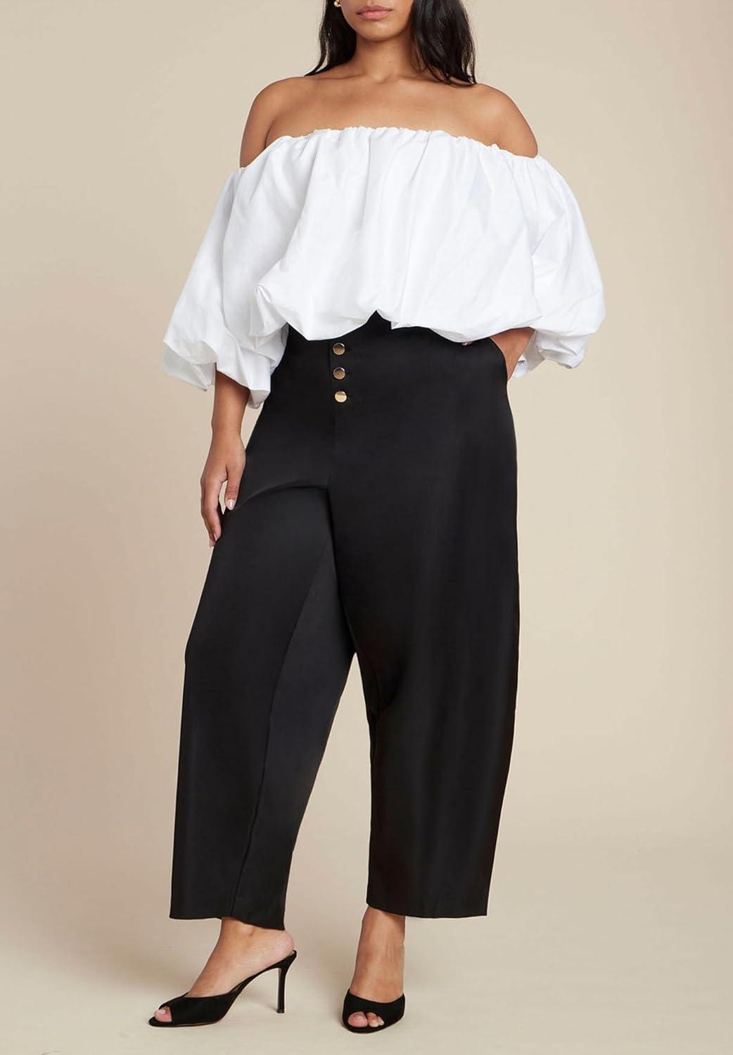 imageELOQUII Womens Plus Size Bubble TopPowder White