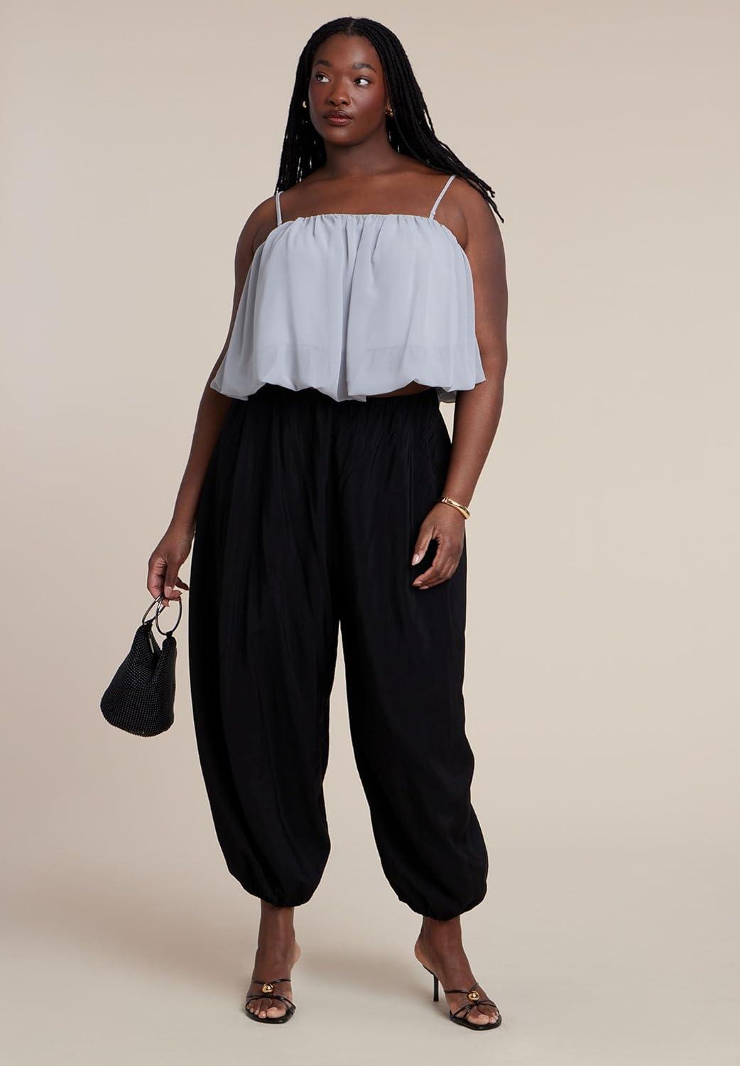 imageELOQUII Womens Plus Size Bubble TopStorm Blue