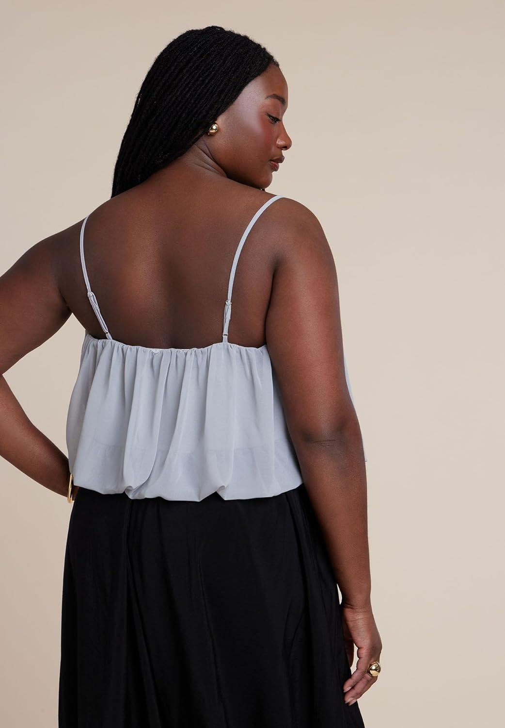 imageELOQUII Womens Plus Size Bubble TopStorm Blue