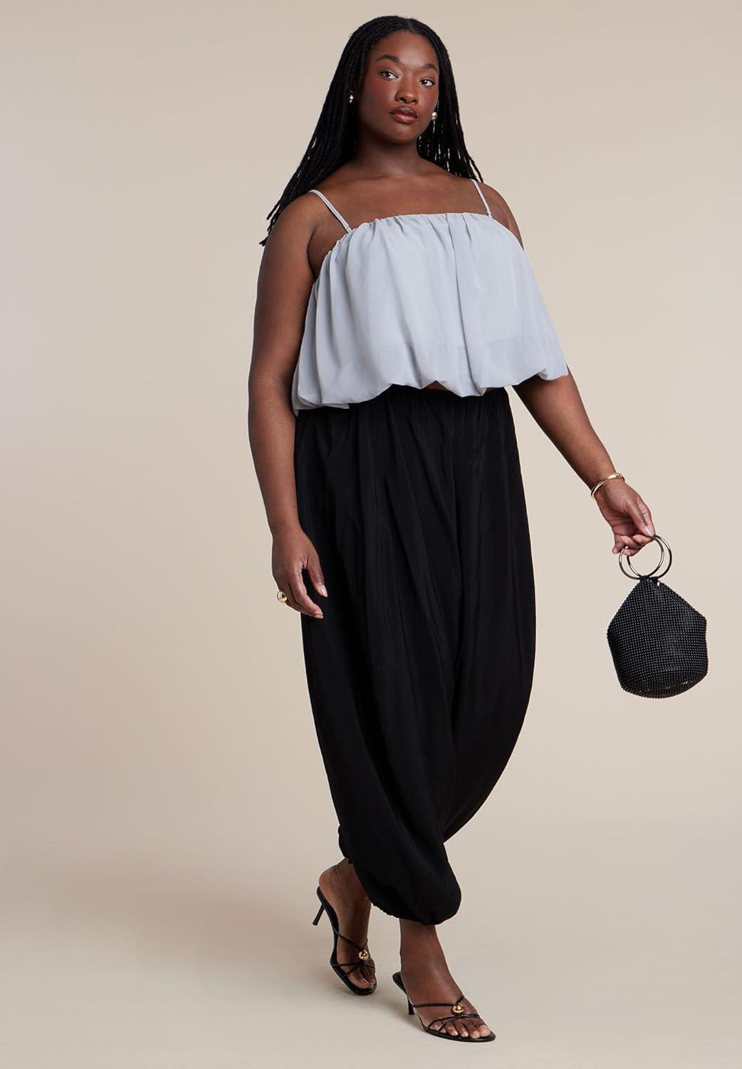 imageELOQUII Womens Plus Size Bubble TopStorm Blue
