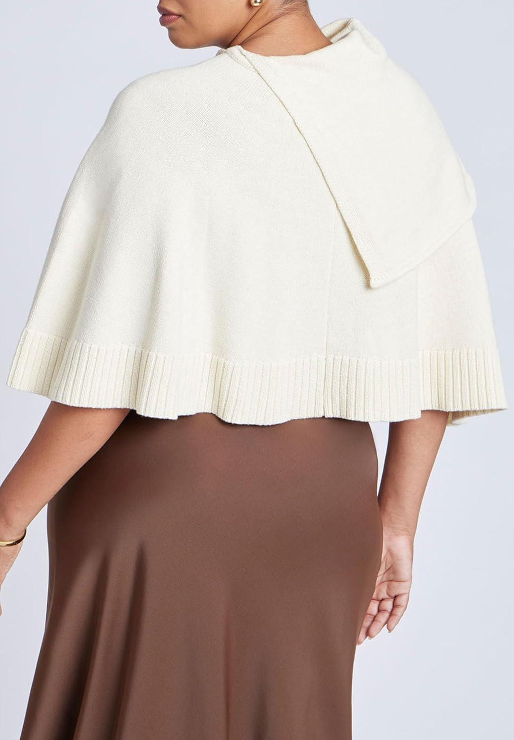 imageELOQUII Womens Plus Size Button Detail Sweater PonchoDew