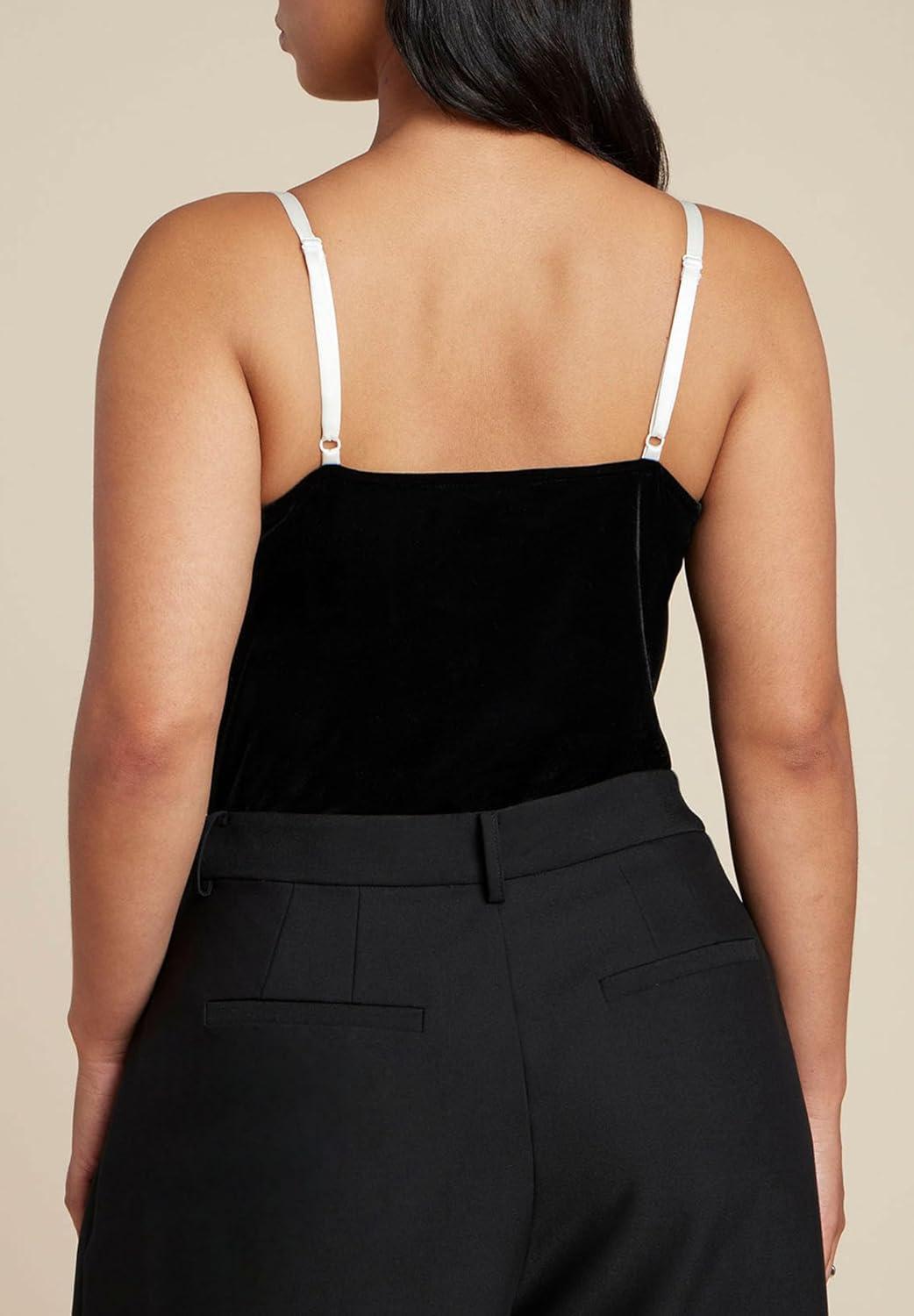 imageELOQUII Womens Plus Size Contrast Bow BodysuitBlack Onyx and Sugar