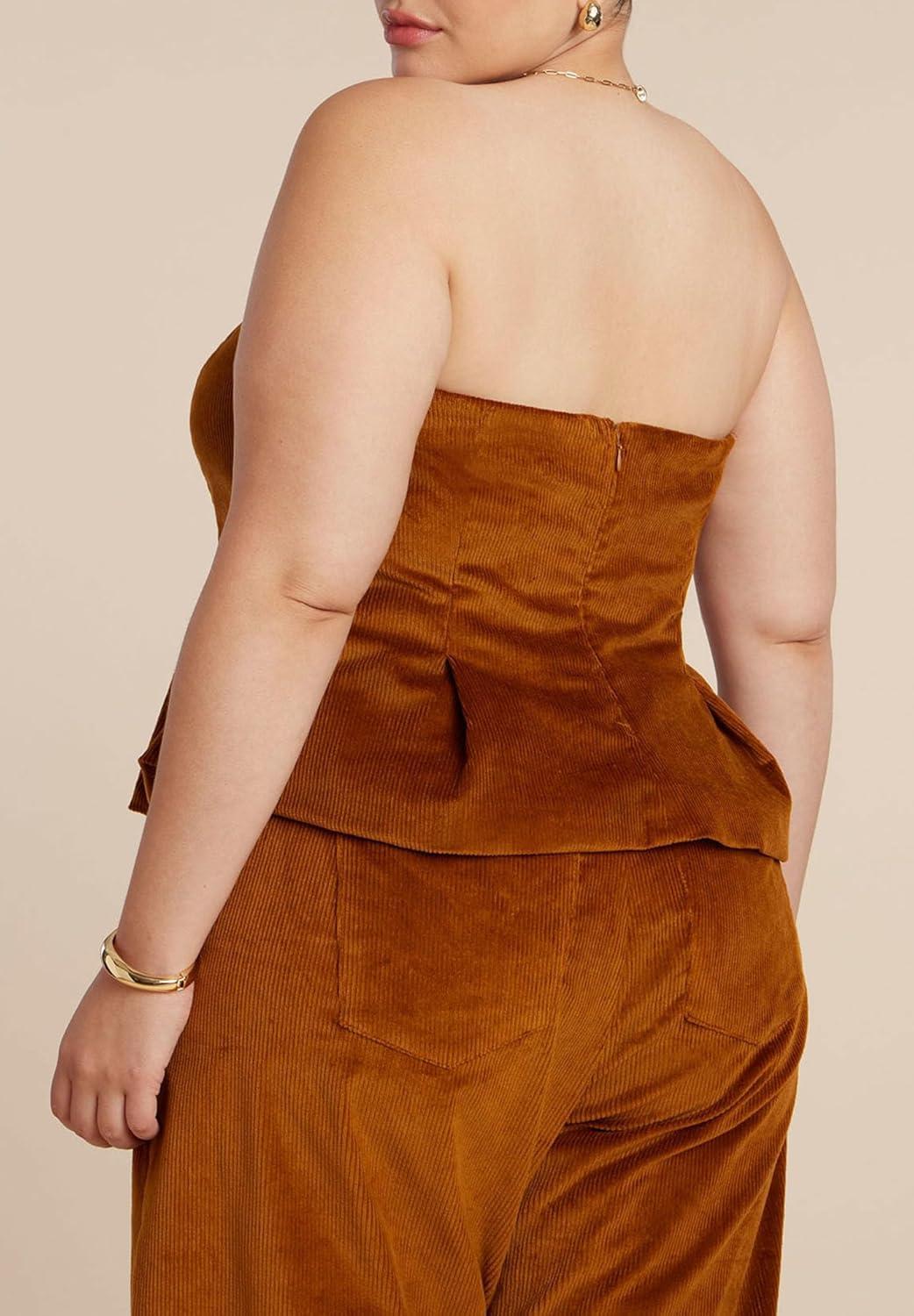 imageELOQUII Womens Plus Size Corduroy Peplum Bustier