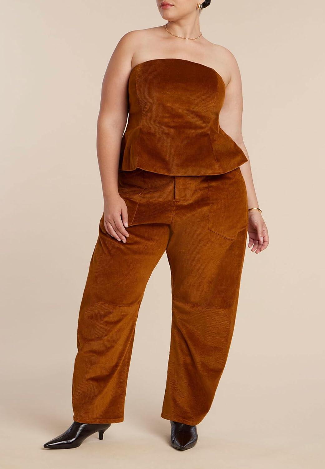 imageELOQUII Womens Plus Size Corduroy Peplum Bustier