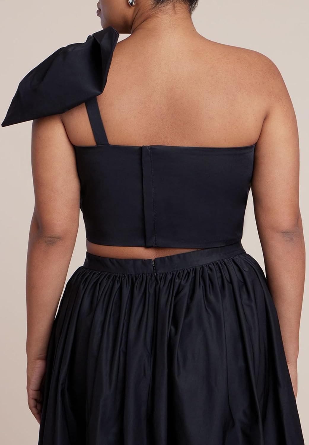 imageELOQUII Womens Plus Size Crop Top with Large BowBlack Onyx
