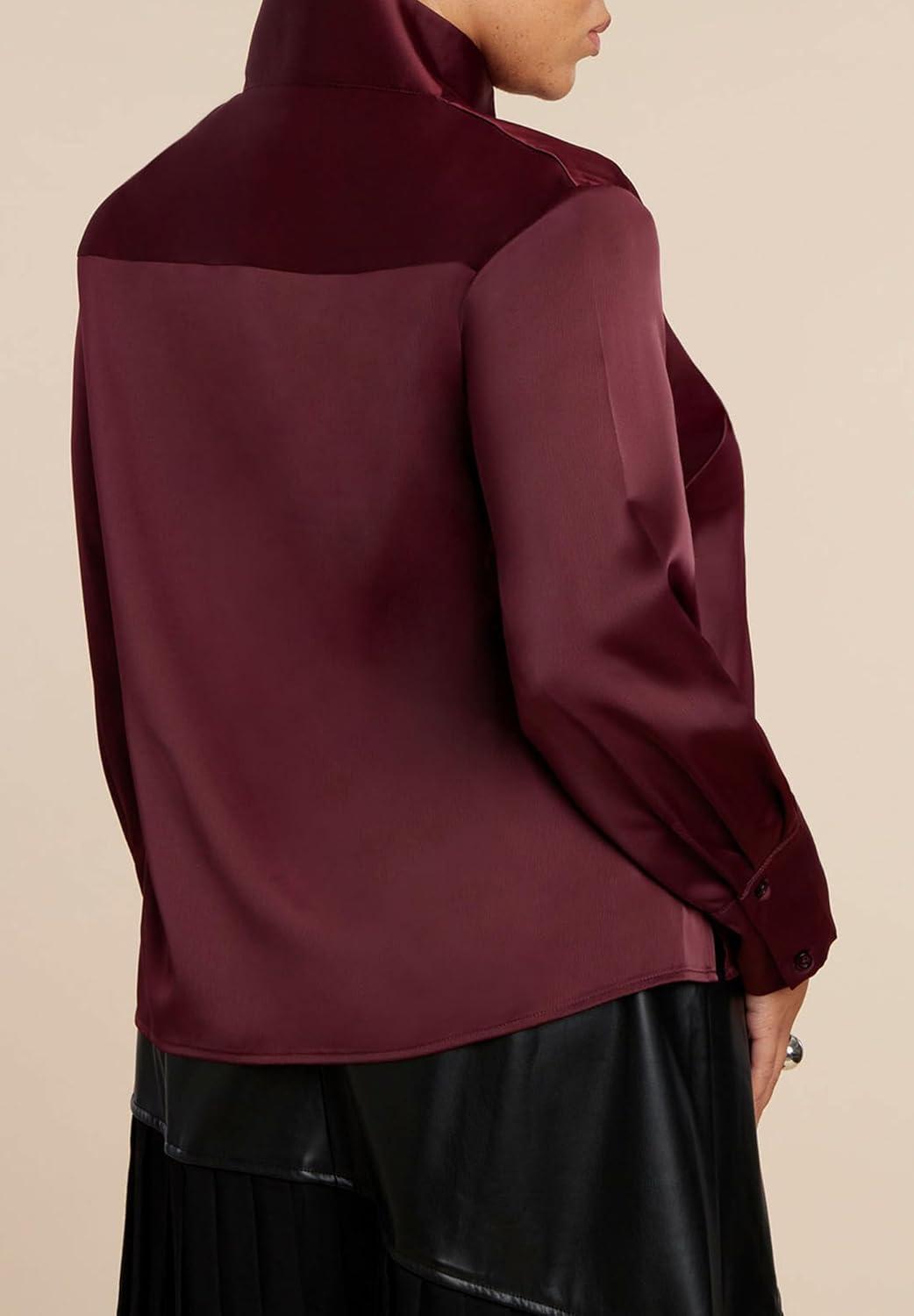 imageELOQUII Womens Plus Size Deconstructed Neckline BlouseTawny Port