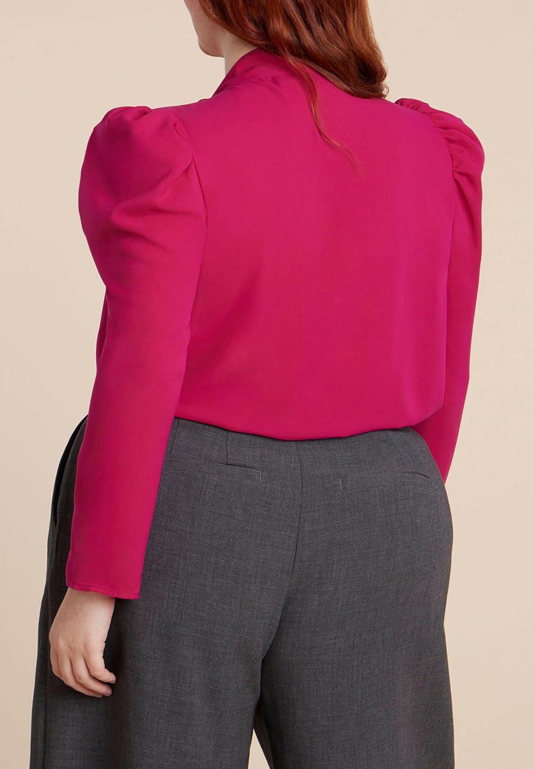 imageELOQUII Womens Plus Size Drape Front BlouseDark Pink