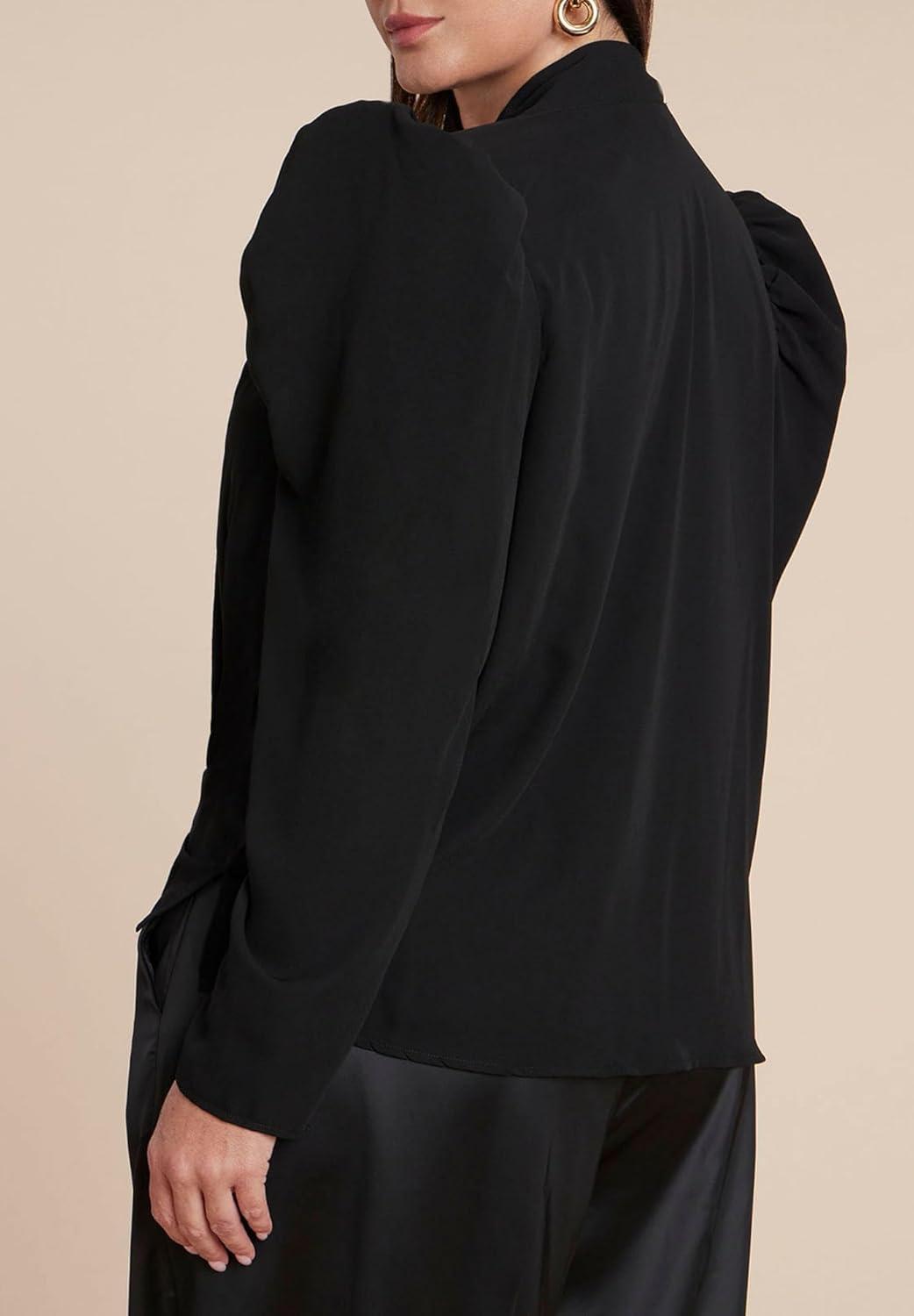imageELOQUII Womens Plus Size Drape Front BlouseTotally Black