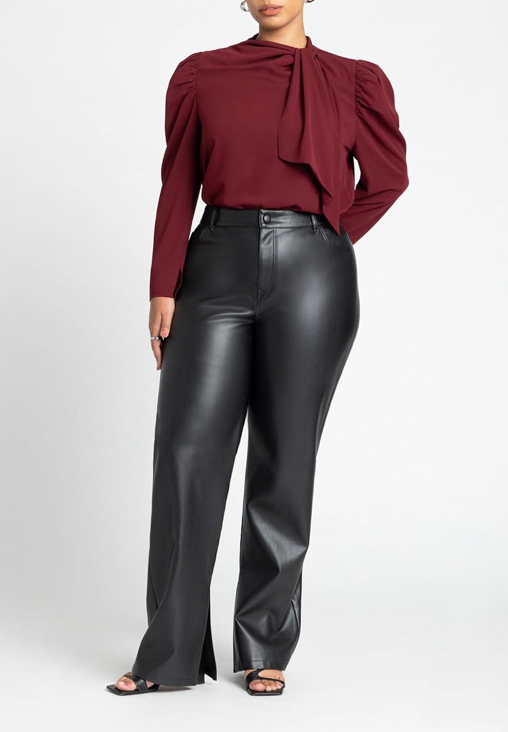 imageELOQUII Womens Plus Size Drape Front BlouseZinfandel