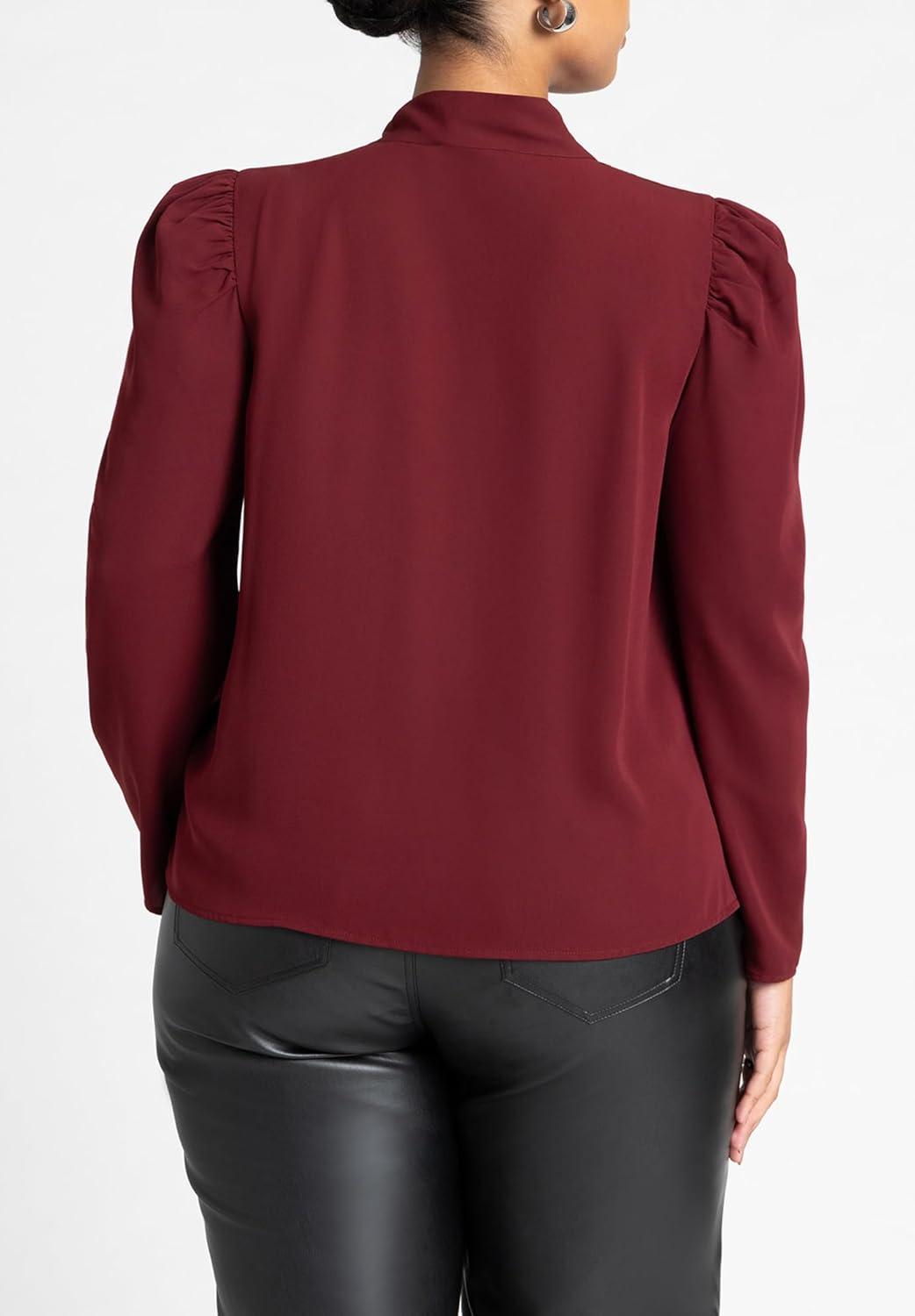 imageELOQUII Womens Plus Size Drape Front BlouseZinfandel