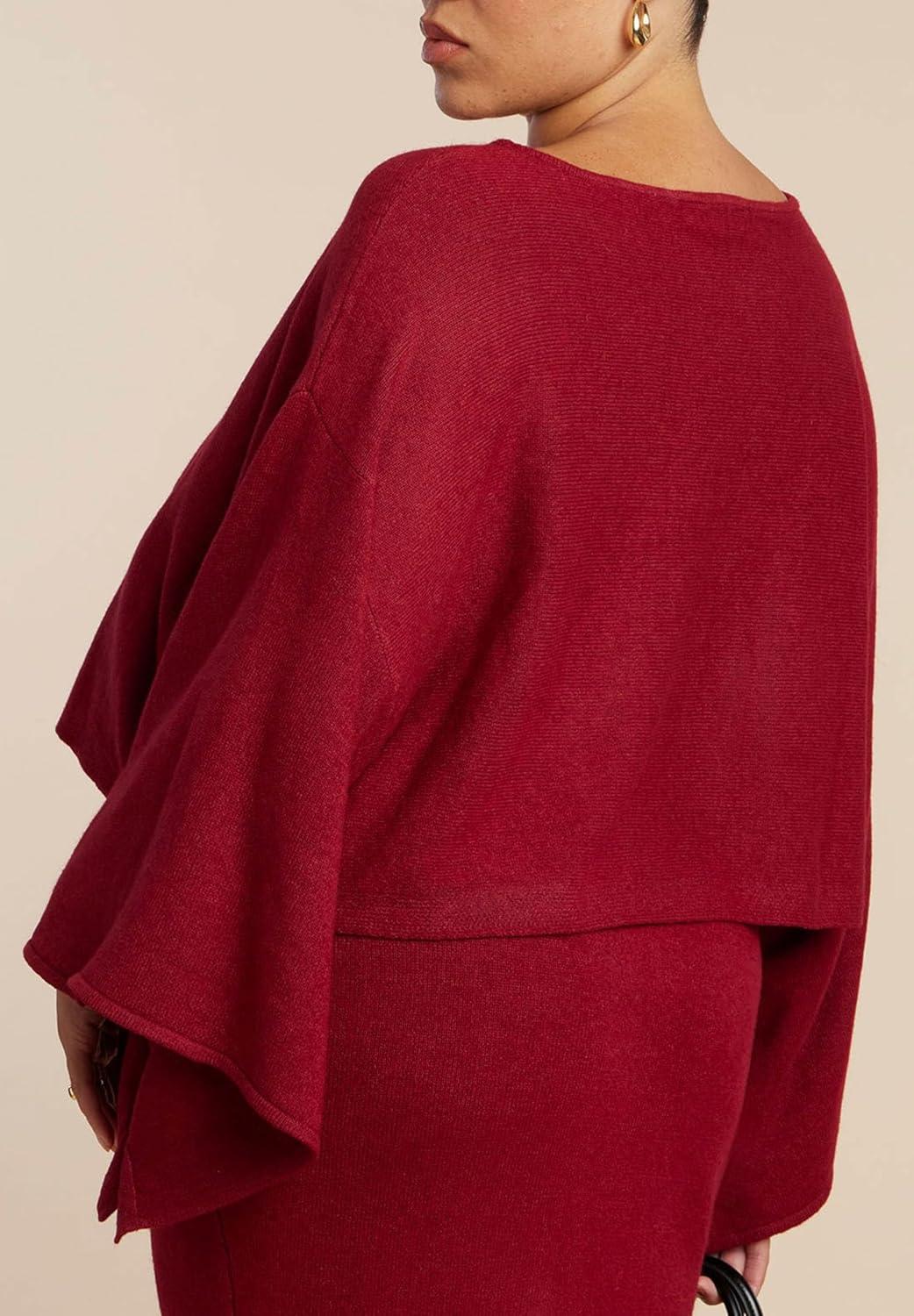 imageELOQUII Womens Plus Size Draped Cropped SweaterRumba Red