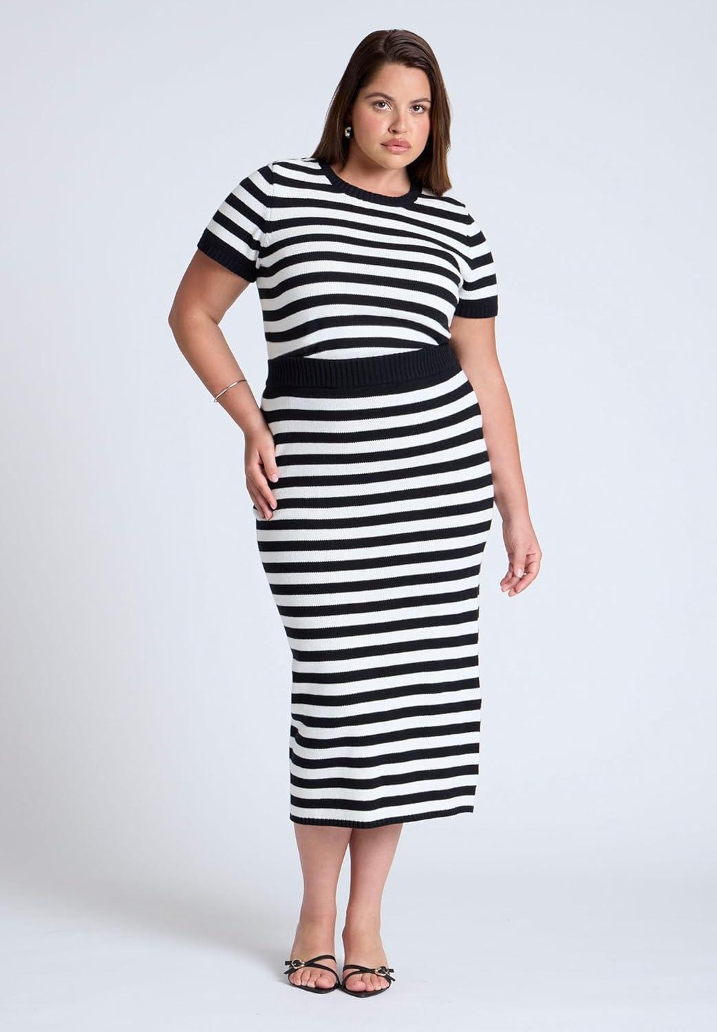 imageELOQUII Womens Plus Size Fitted Sweater TopOne to One