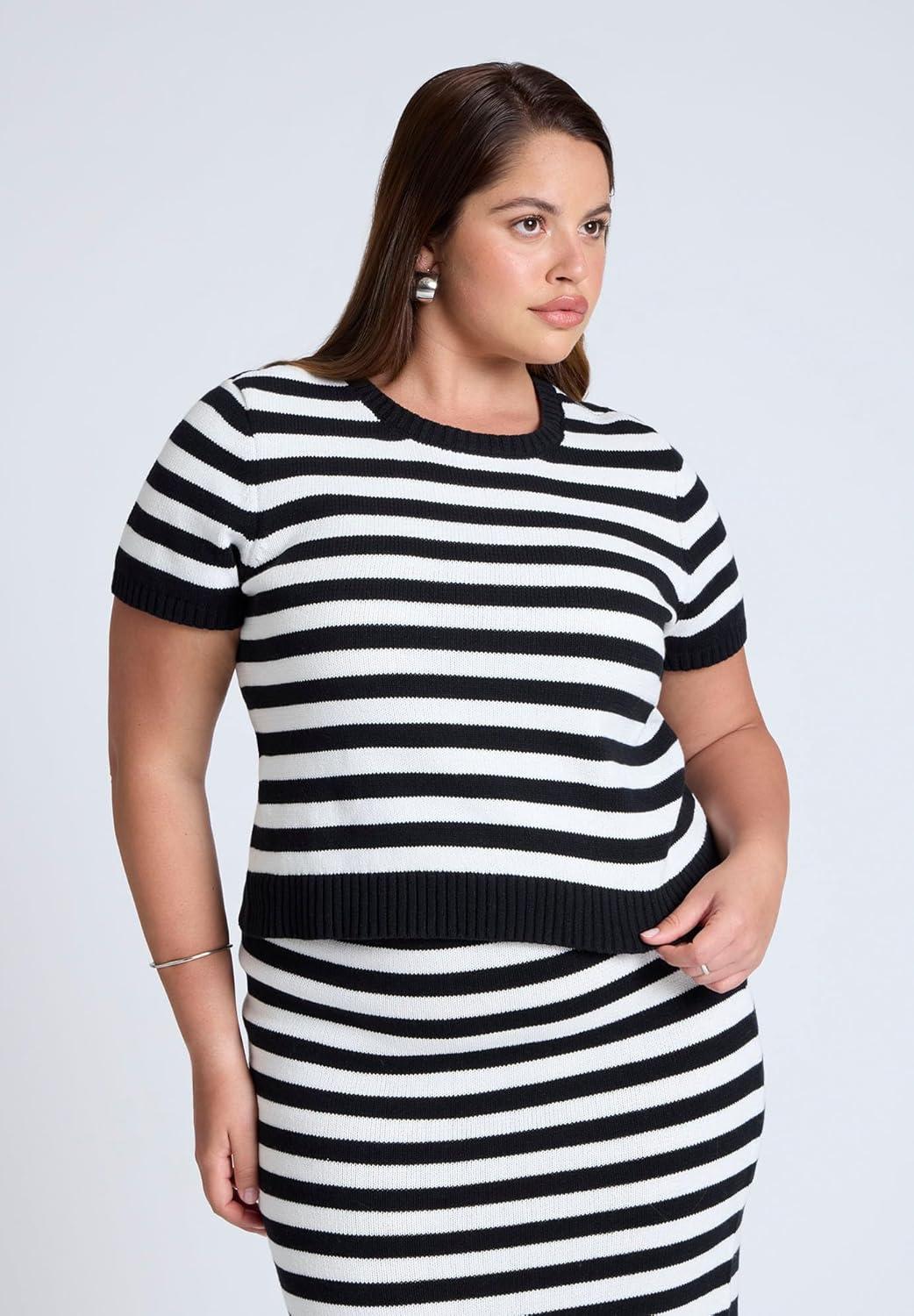 imageELOQUII Womens Plus Size Fitted Sweater TopOne to One