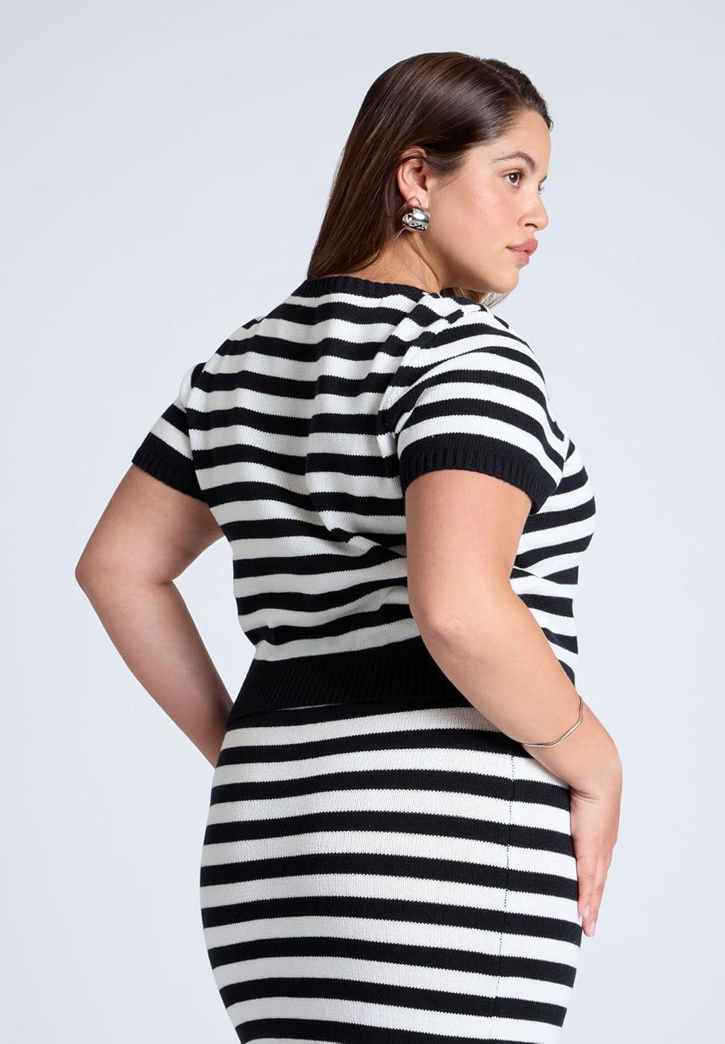 imageELOQUII Womens Plus Size Fitted Sweater TopOne to One