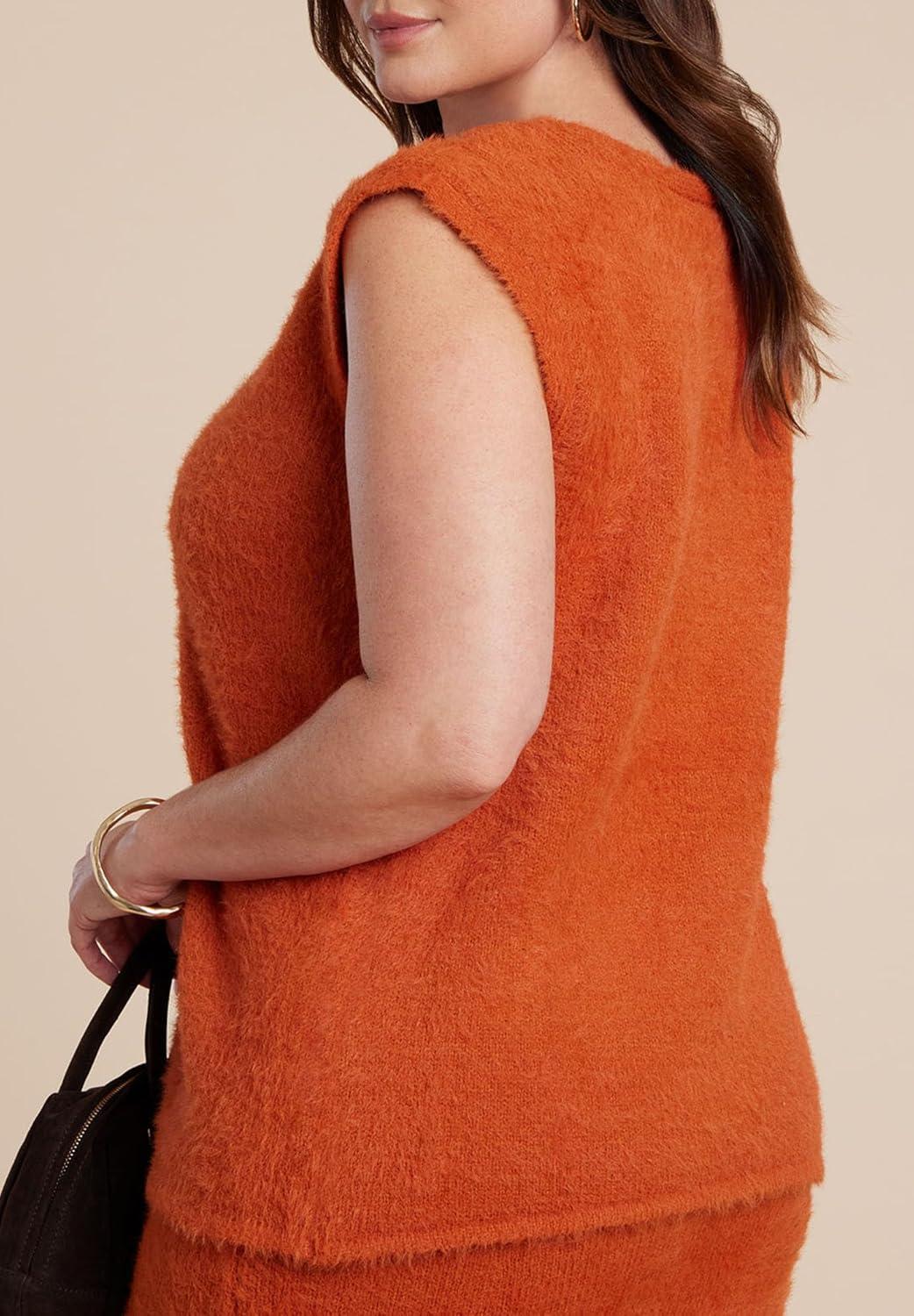 imageELOQUII Womens Plus Size Fuzzy Sweater Vest