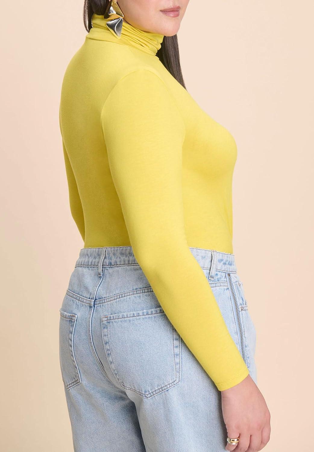 imageELOQUII Womens Plus Size Layering TurtleneckChartreuse