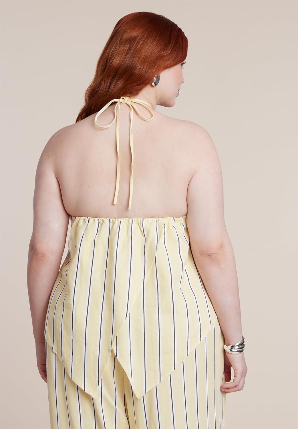 imageELOQUII Womens Plus Size Linen Halter Top