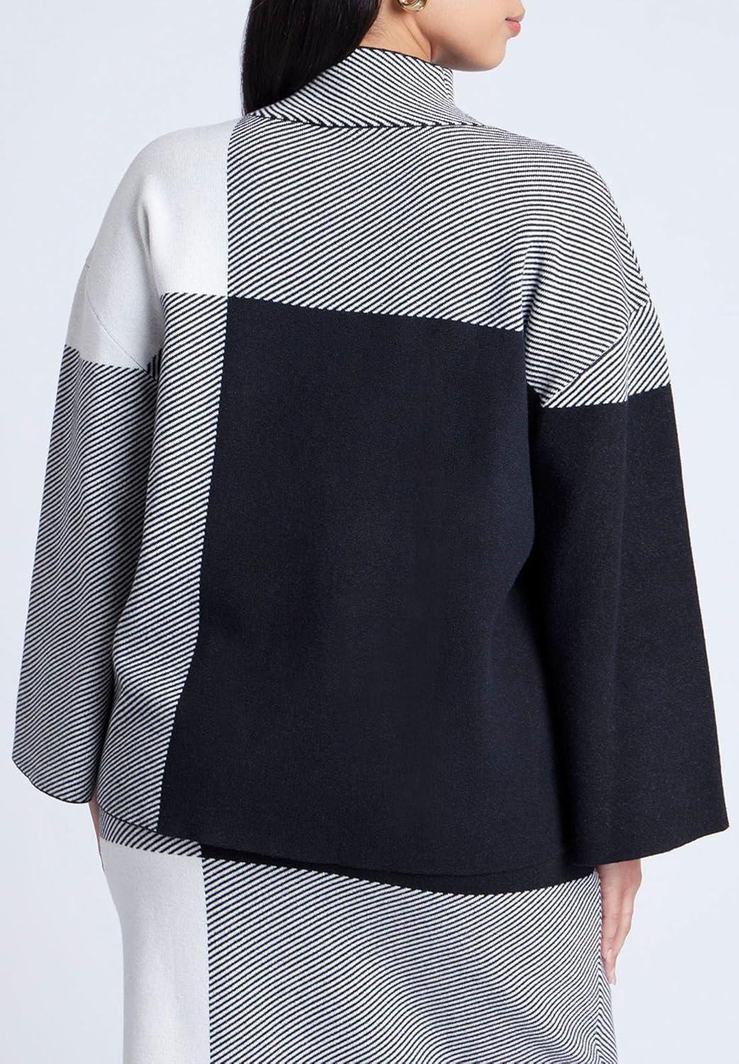 imageELOQUII Womens Plus Size Mock Neck Intarsia SweaterPlaid Please