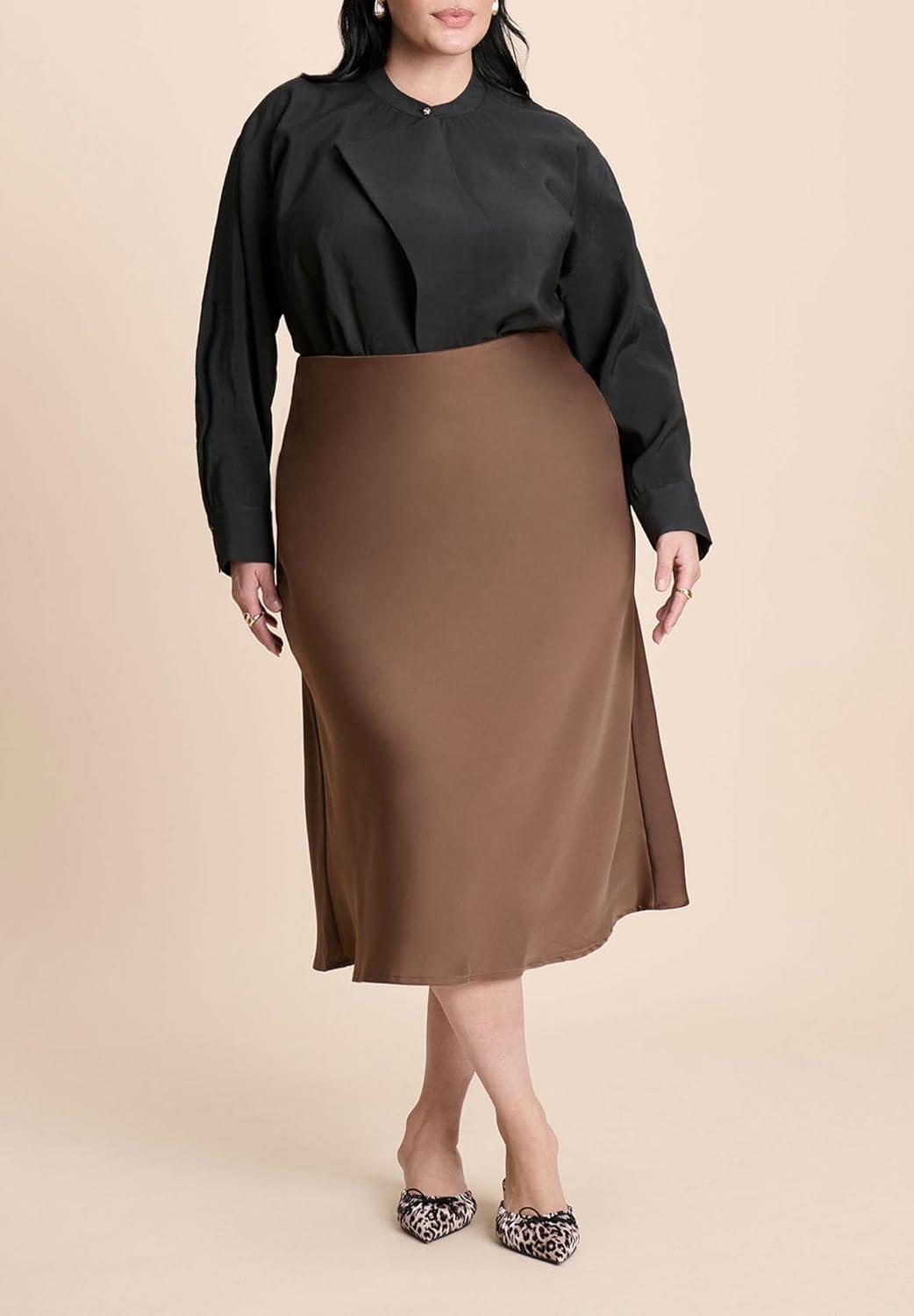 imageELOQUII Womens Plus Size Neck Pleat BlouseBlack Onyx
