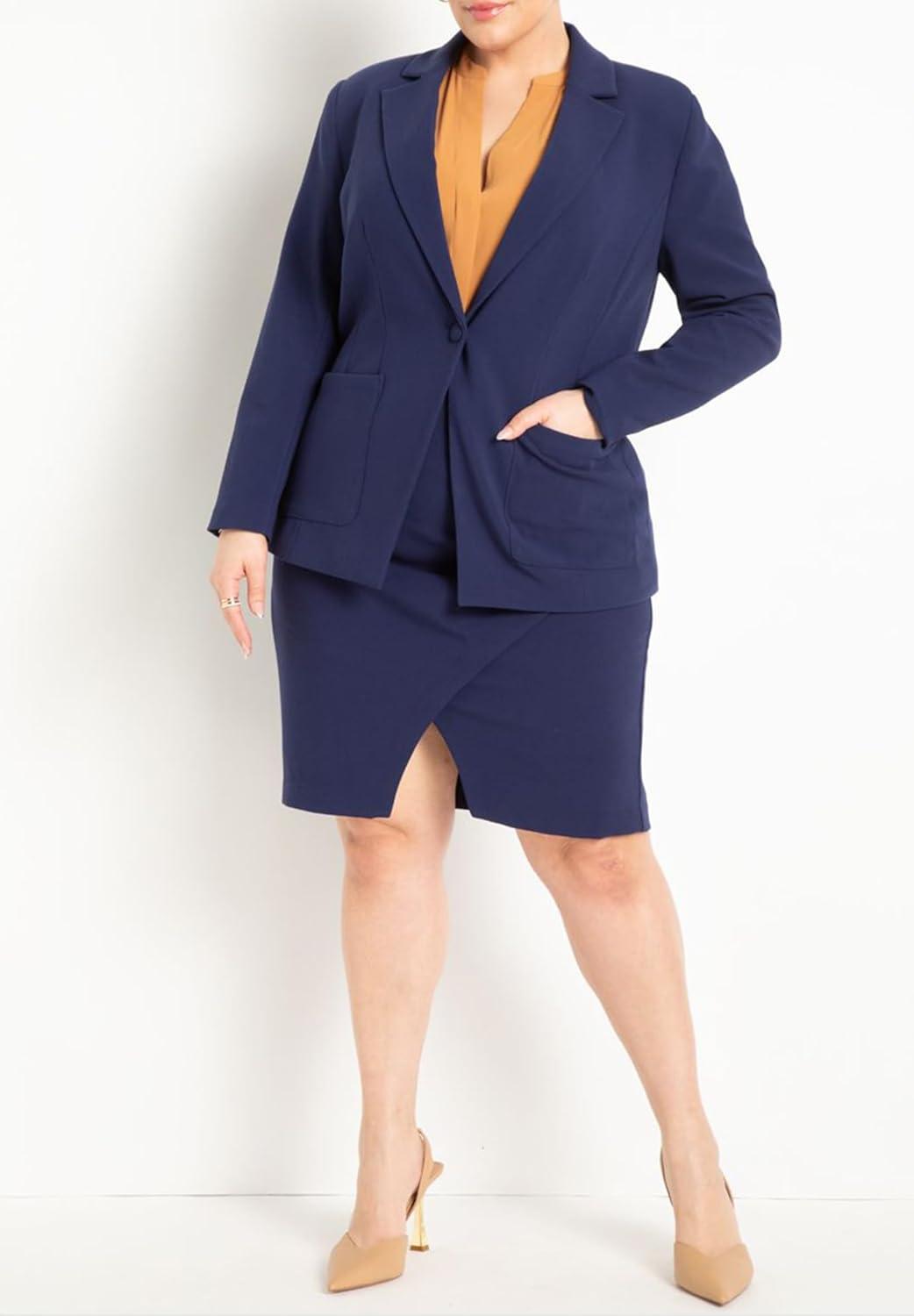 imageELOQUII Womens Plus Size Notch Collar BlouseBiscuit