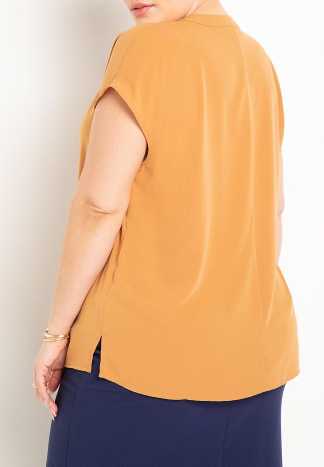 imageELOQUII Womens Plus Size Notch Collar BlouseBiscuit