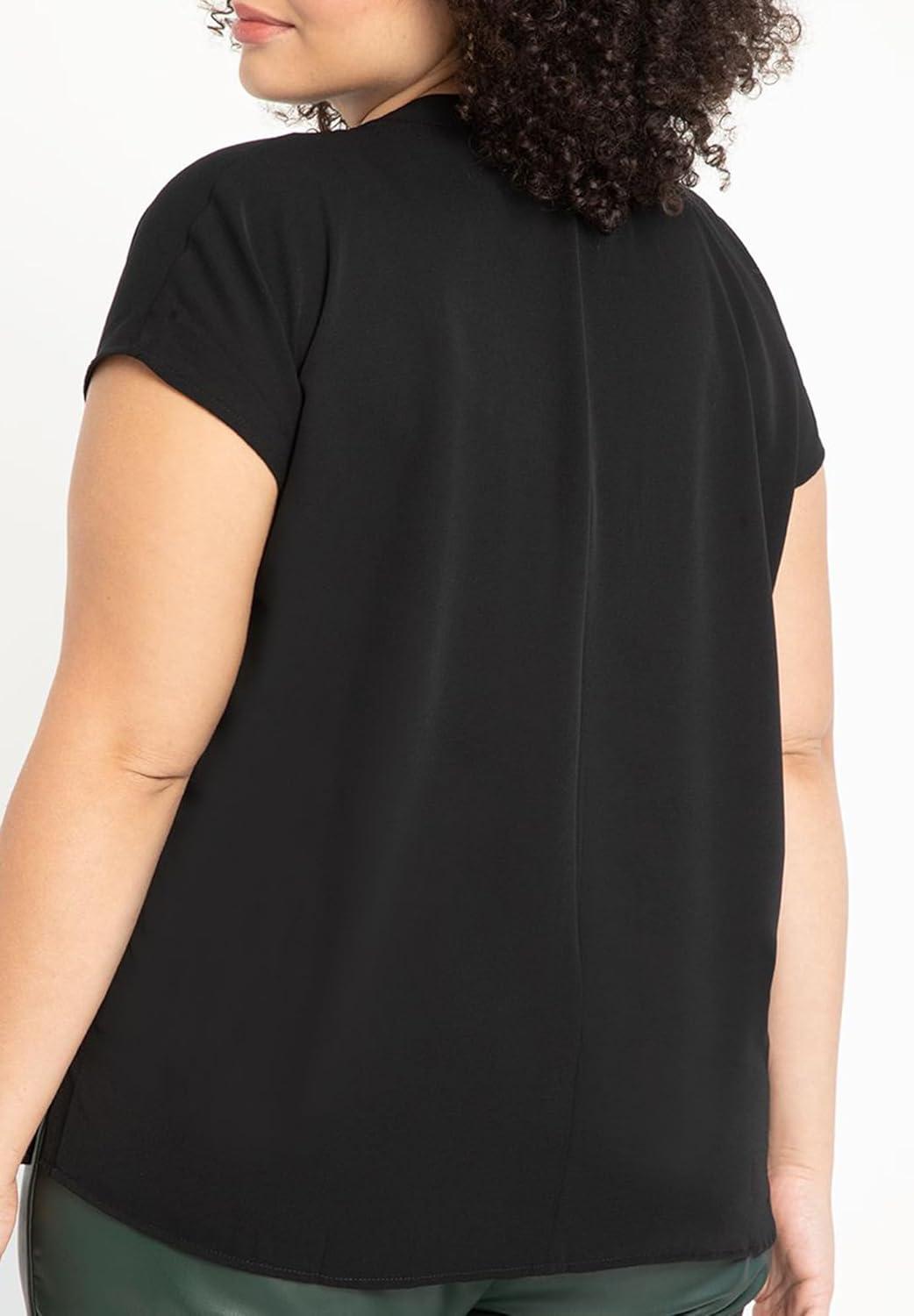 imageELOQUII Womens Plus Size Notch Collar BlouseBlack