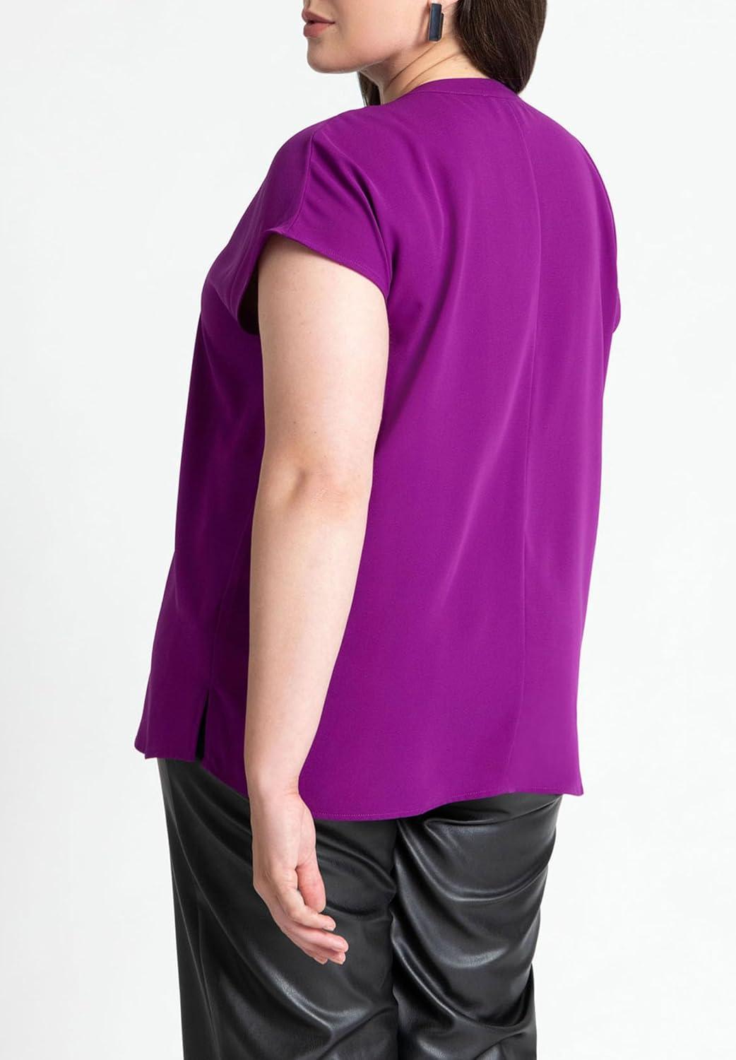 imageELOQUII Womens Plus Size Notch Collar BlouseEggplant Purple