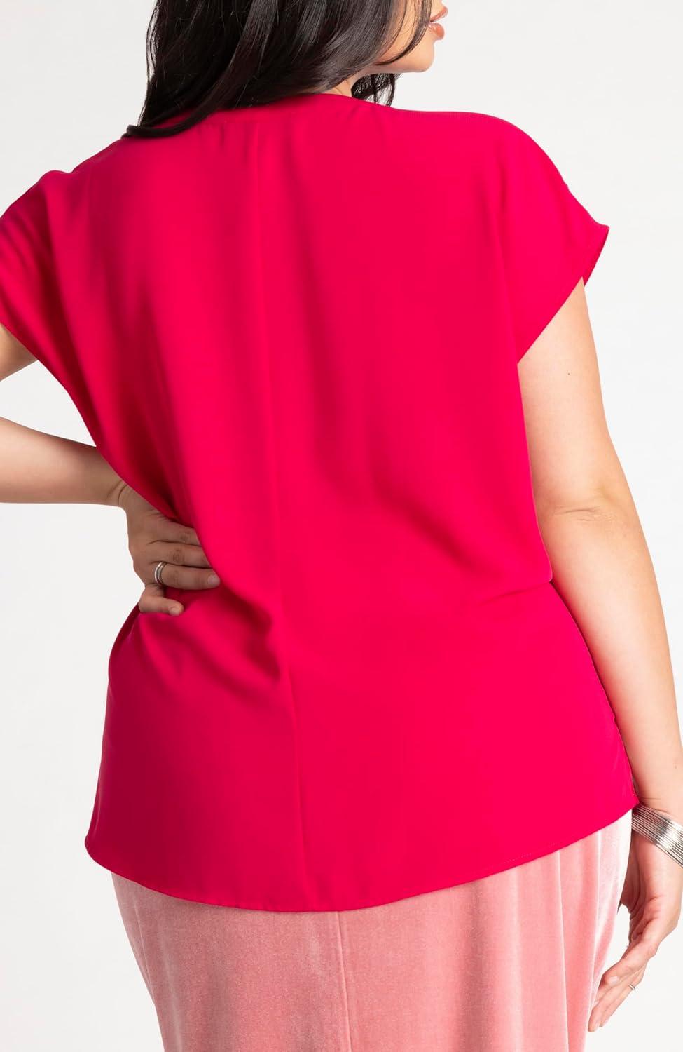 imageELOQUII Womens Plus Size Notch Collar BlouseFuchsia