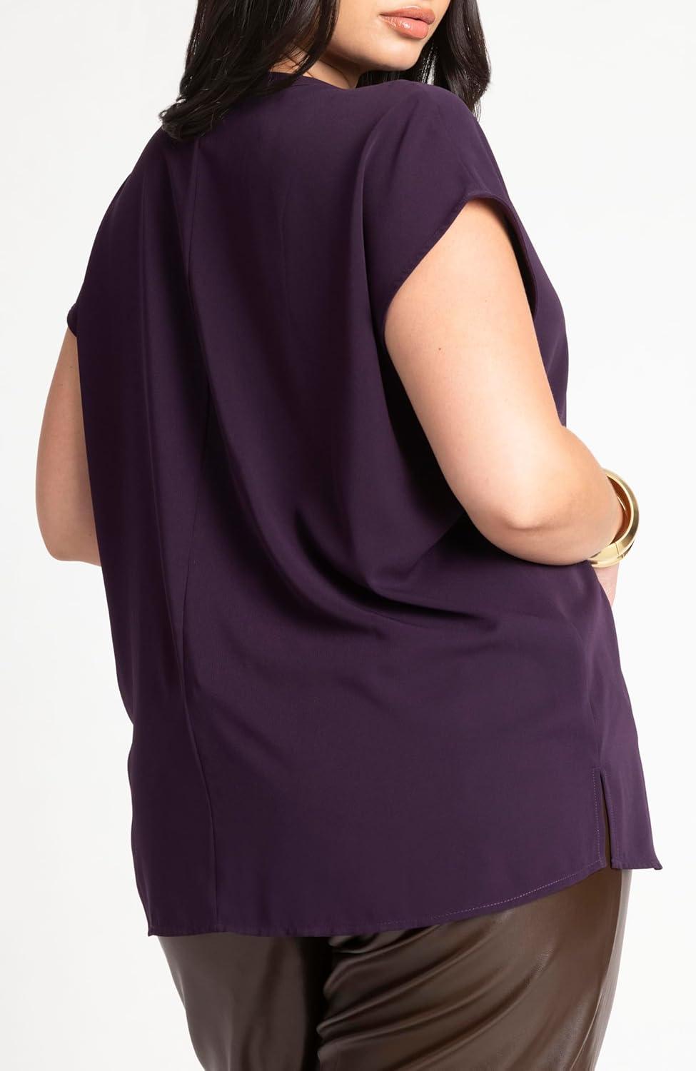 imageELOQUII Womens Plus Size Notch Collar BlousePlum Purple