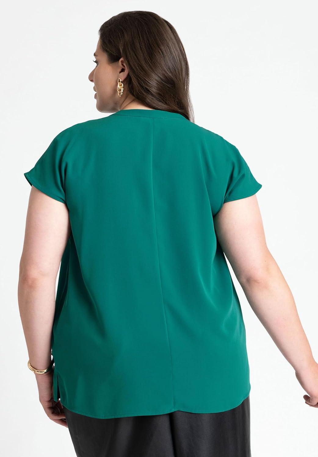 imageELOQUII Womens Plus Size Notch Collar BlouseRain Forest
