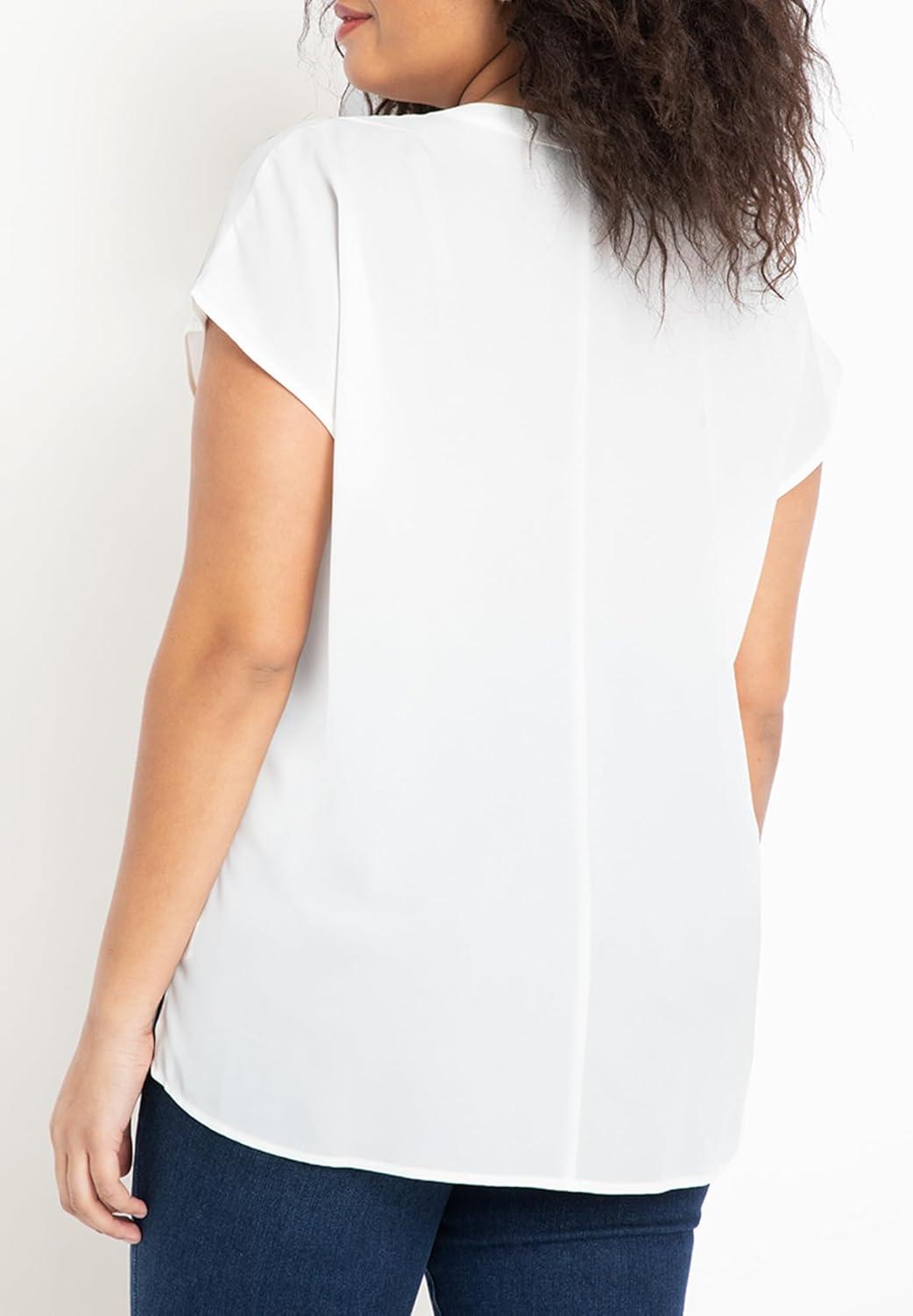 imageELOQUII Womens Plus Size Notch Collar BlouseSoft White