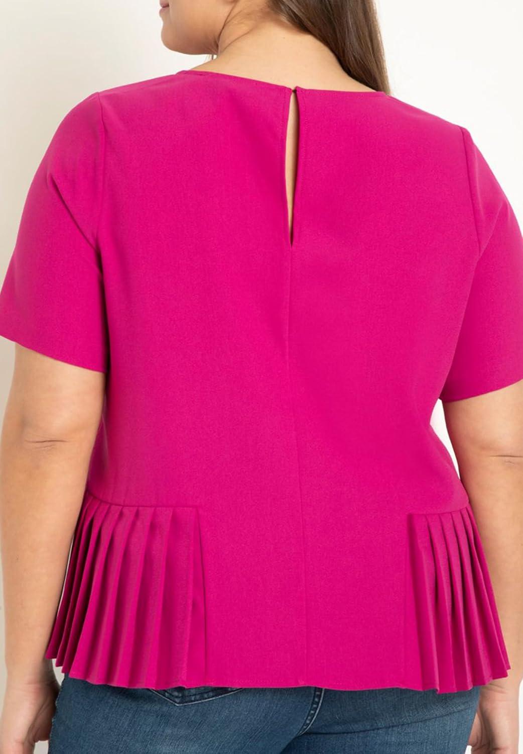 imageELOQUII Womens Plus Size Pleated Hem TopFestival Fuchsia