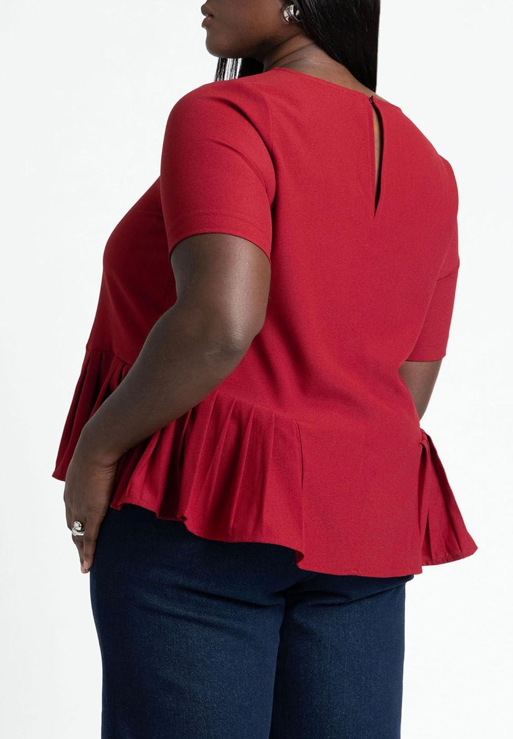 imageELOQUII Womens Plus Size Pleated Hem TopForest Elf