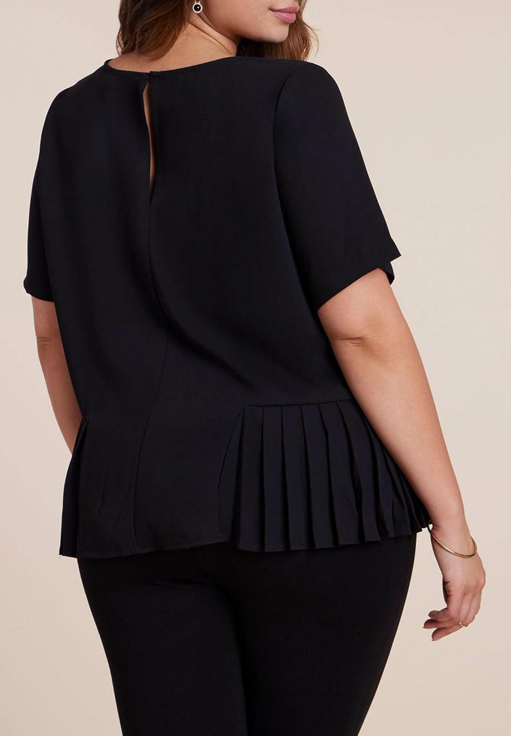 imageELOQUII Womens Plus Size Pleated Hem TopForest Elf