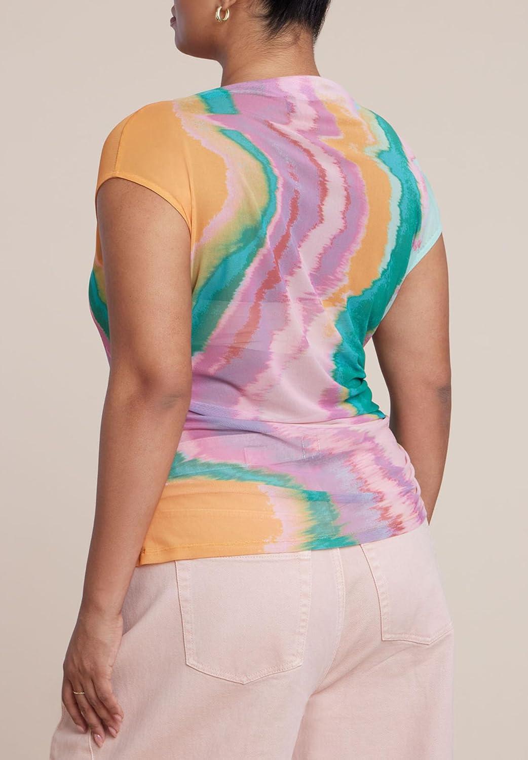 imageELOQUII Womens Plus Size Printed Mesh Top