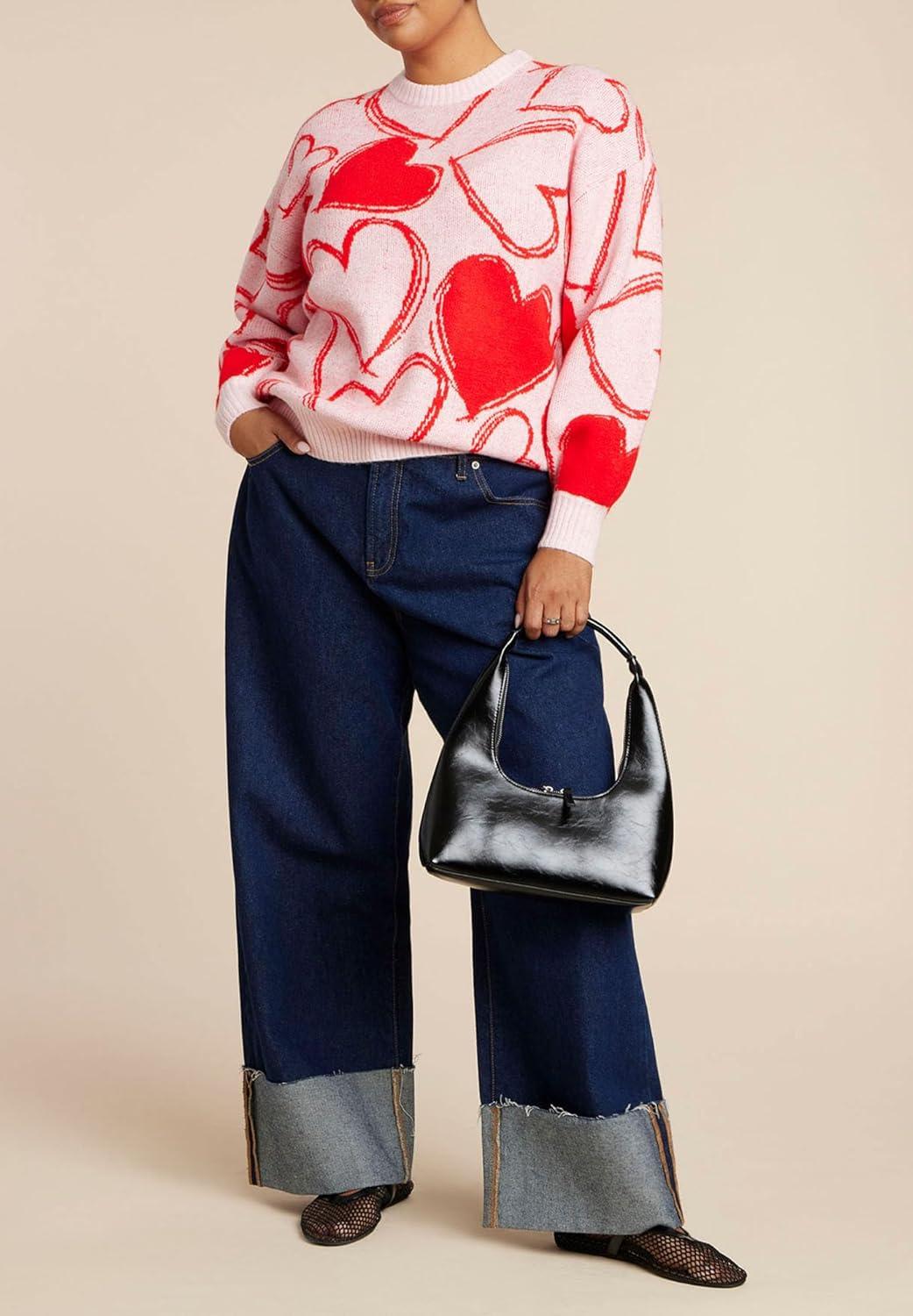 imageELOQUII Womens Plus Size Scattered Heart SweaterHeart So Full