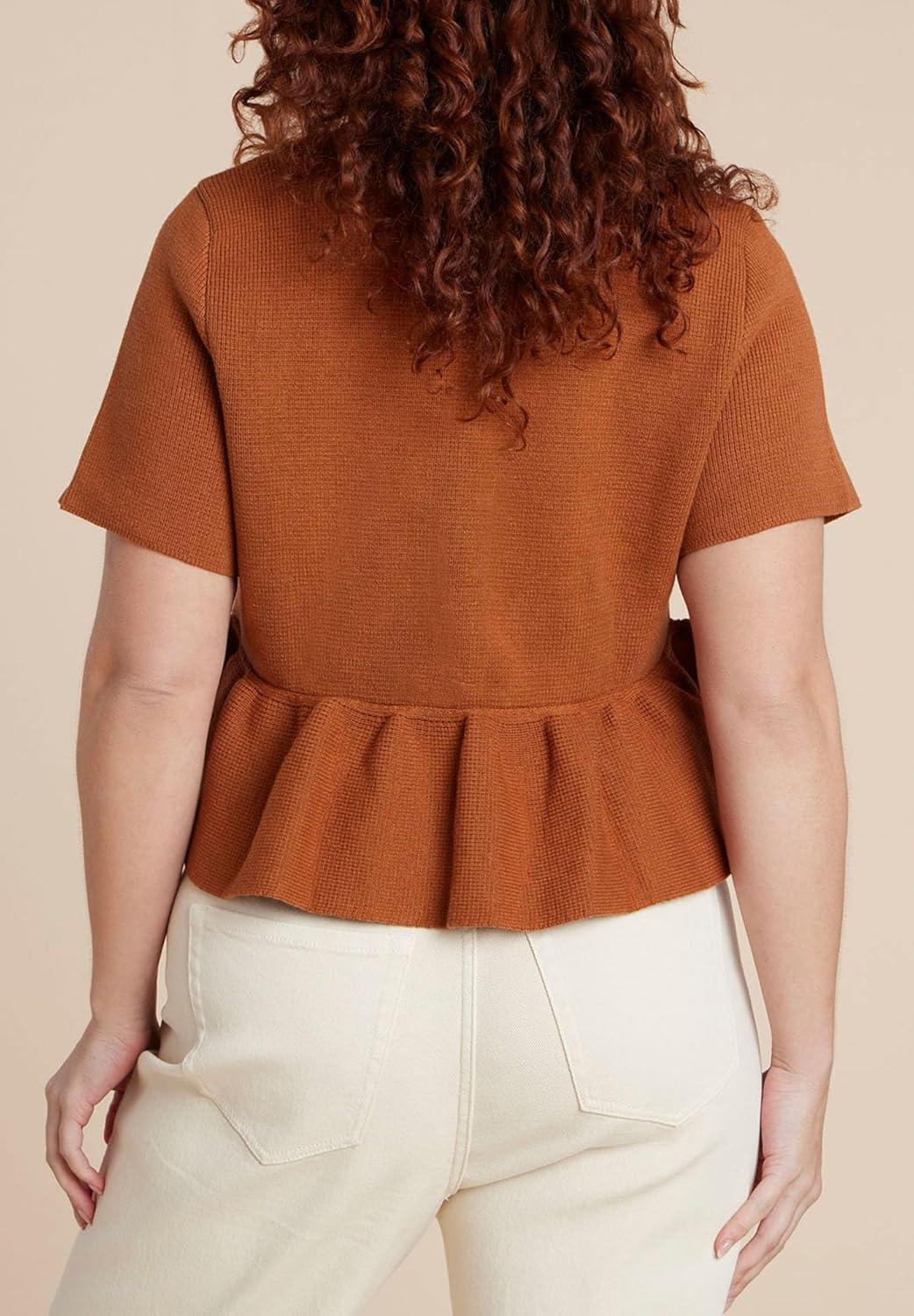 imageELOQUII Womens Plus Size Short Sleeve Cardigan with Peplum