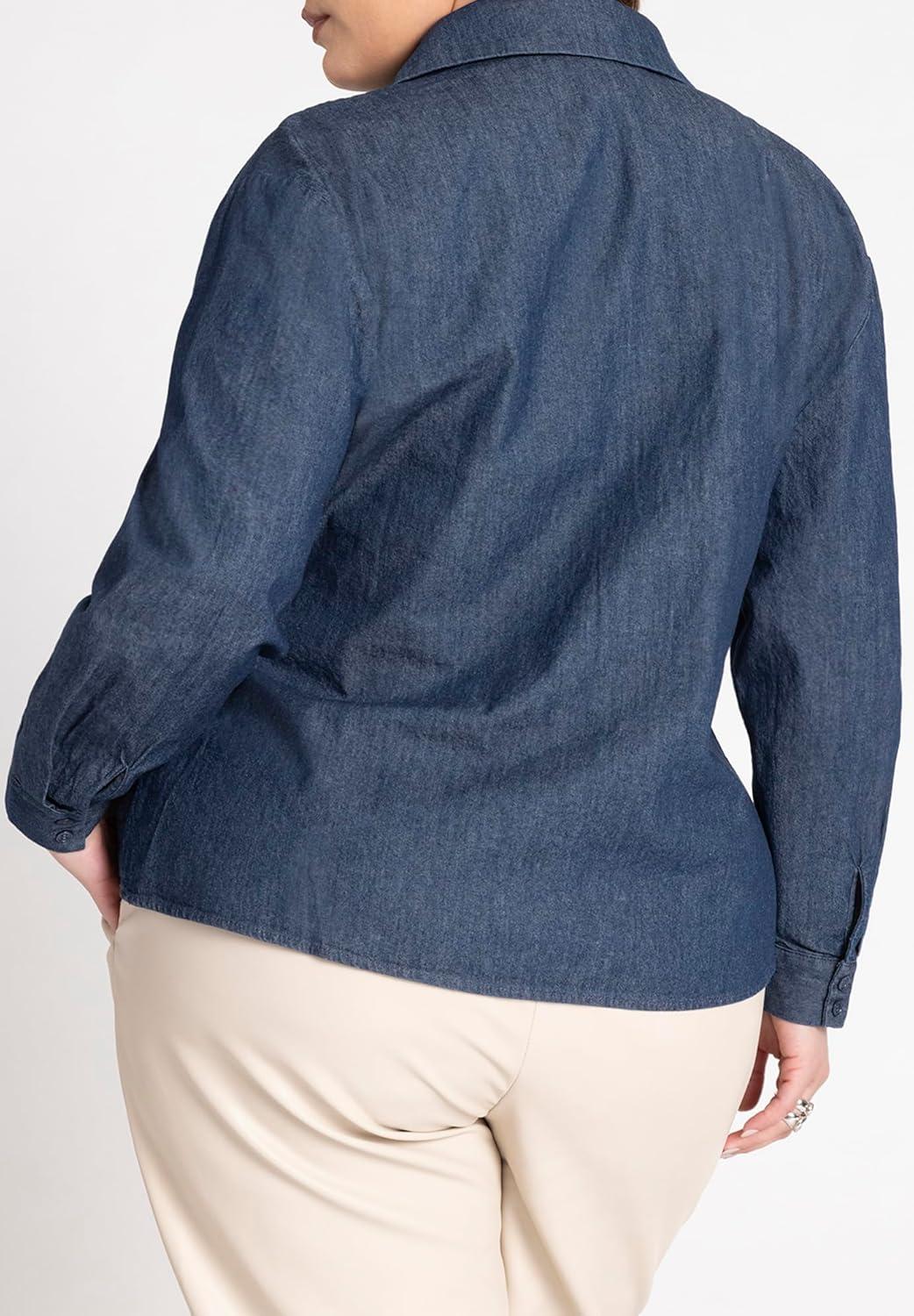 imageELOQUII Womens Plus Size Tie Front Collared Blouse