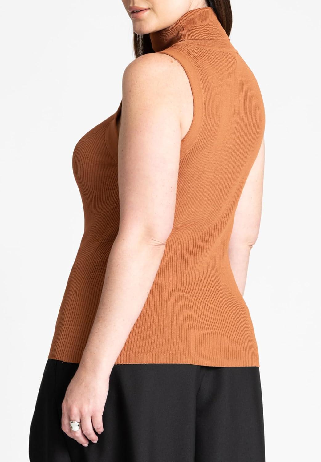 imageELOQUII Womens Plus Size Turtleneck Layering SweaterWarm Chestnut