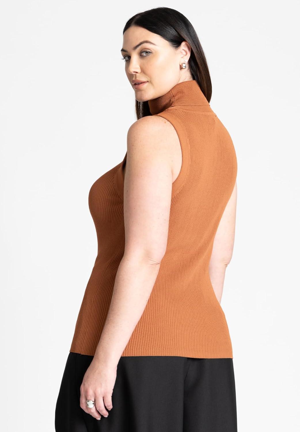 imageELOQUII Womens Plus Size Turtleneck Layering SweaterWarm Chestnut