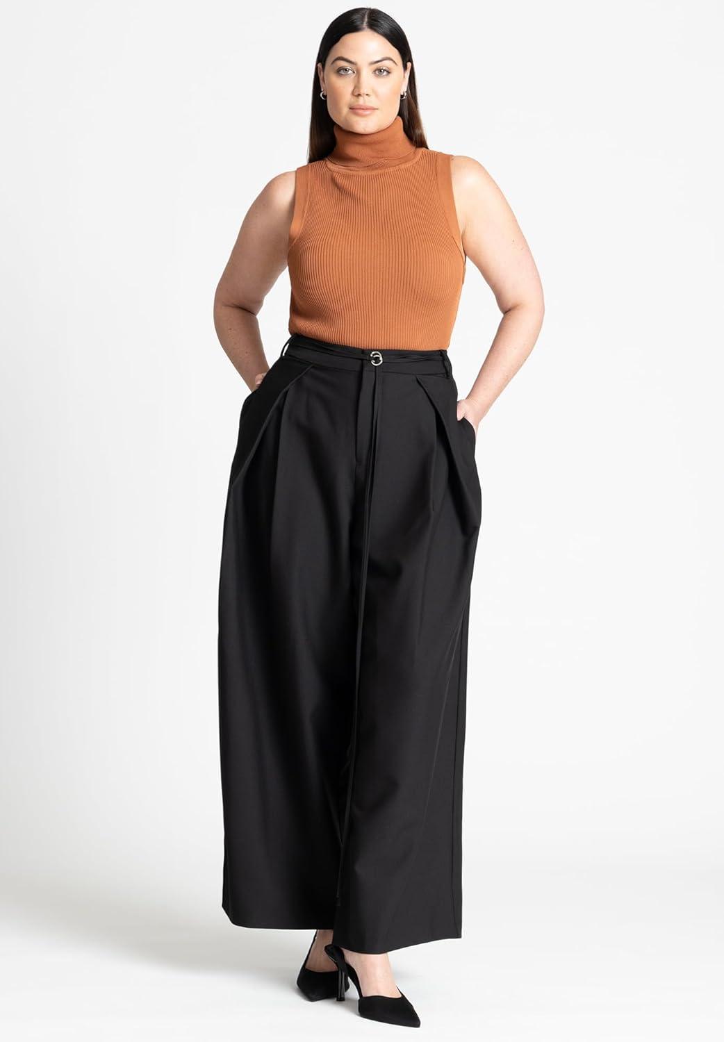 imageELOQUII Womens Plus Size Turtleneck Layering SweaterWarm Chestnut