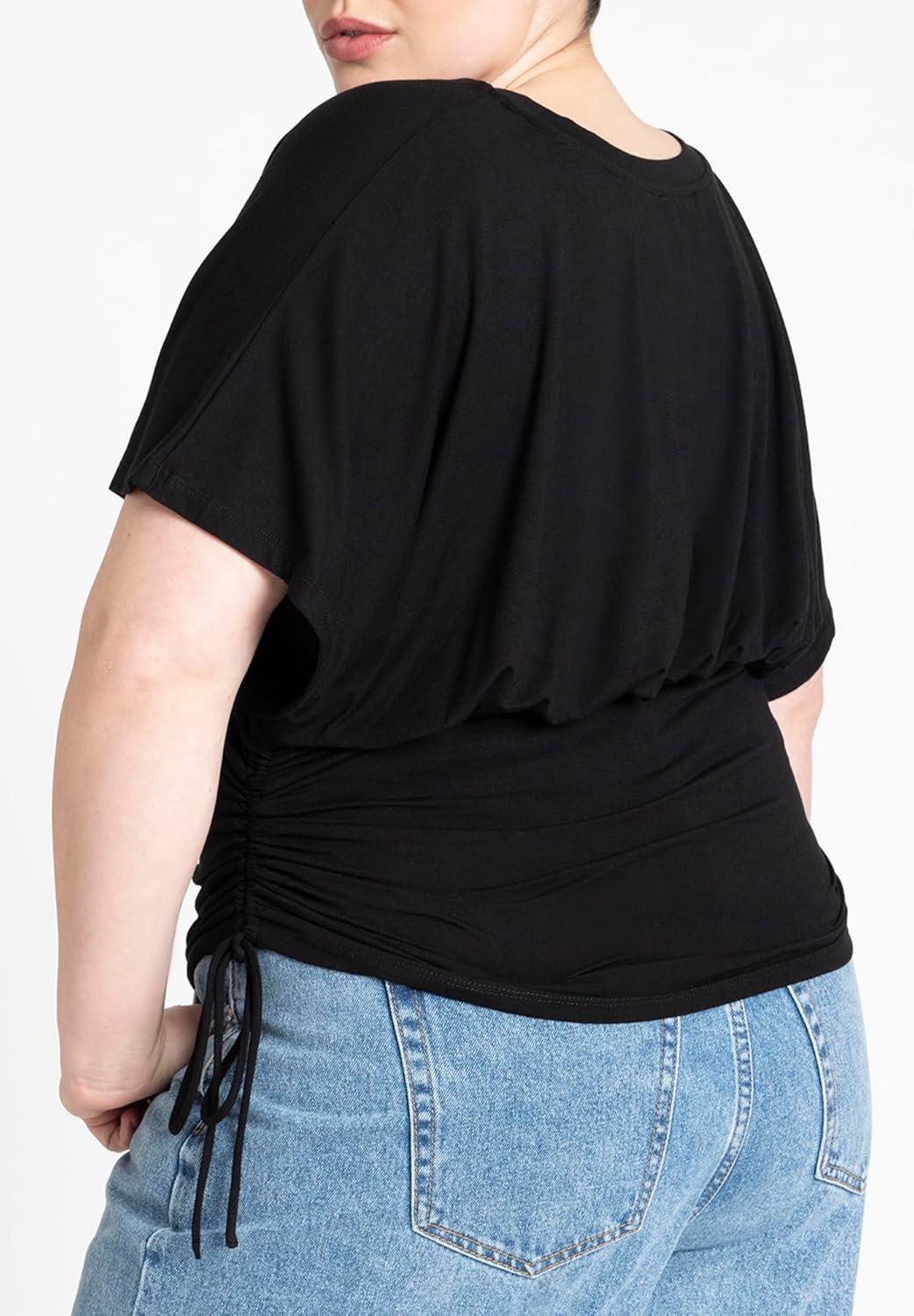 imageELOQUII Womens Plus Size wrap Sleeve TeeBlack Onyx