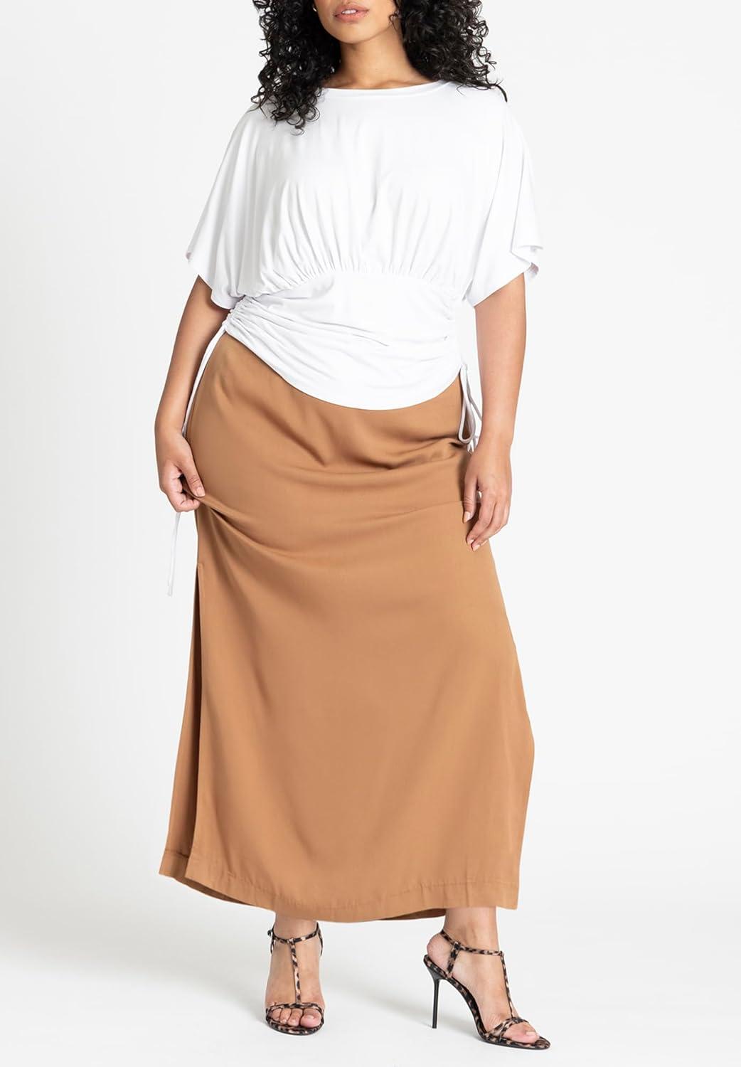 imageELOQUII Womens Plus Size wrap Sleeve TeeWhite