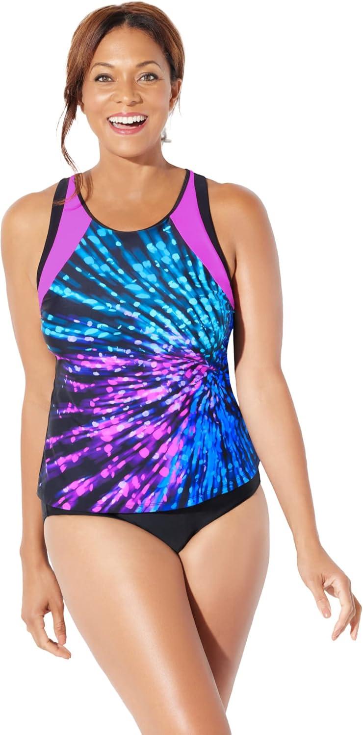 imageSwimsuits For All Chlorine Resistant High Neck Racerback Tankini SetFirework Black